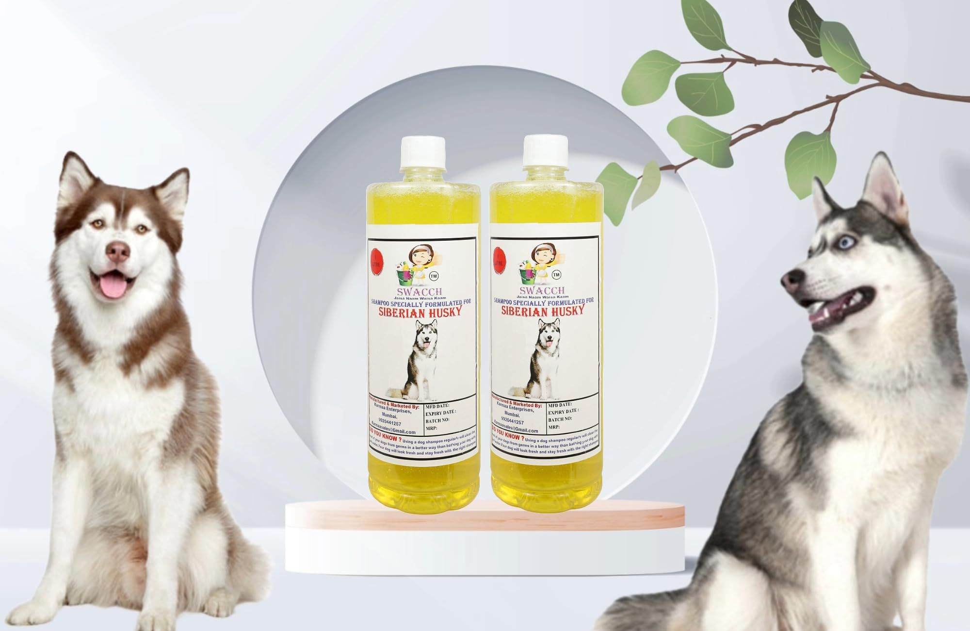 SWACCH Shampoo Specially FORMULATED for Siberian Husky (1 Litre) (Combo Pack of 2) Lemon