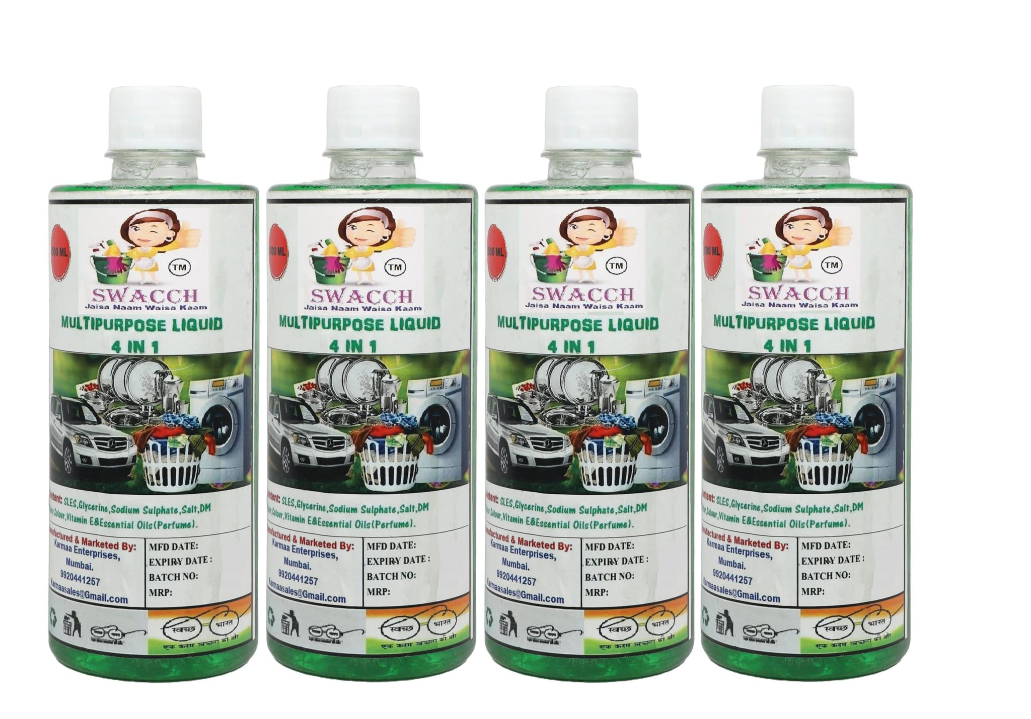 Swacch Multipurpose Liquid 4 IN 1 500ML(PACK OF 4)