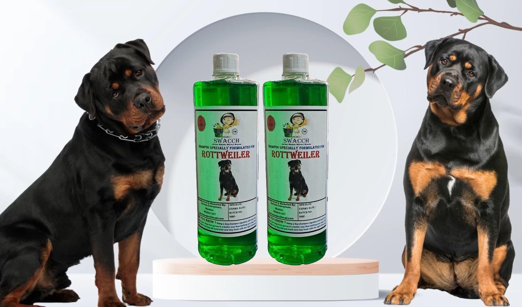 SWACCH Shampoo Specially FORMULATED for Rottweiler (1 Litre) (Combo Pack of 2) NEEM ALOVERA