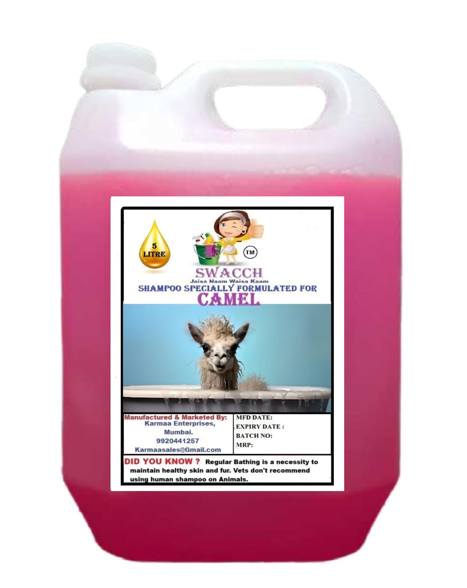 Swacch Shampoo Specially Formulated for Camel (5 Litre) Rose