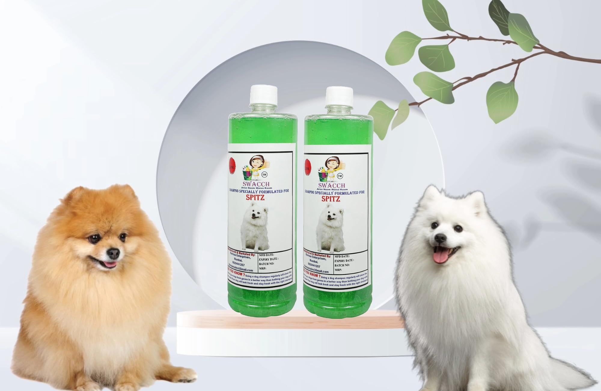 SWACCH Shampoo Specially FORMULATED for Spitz (1 Litre) (Combo Pack of 2) NEEM ALOVERA