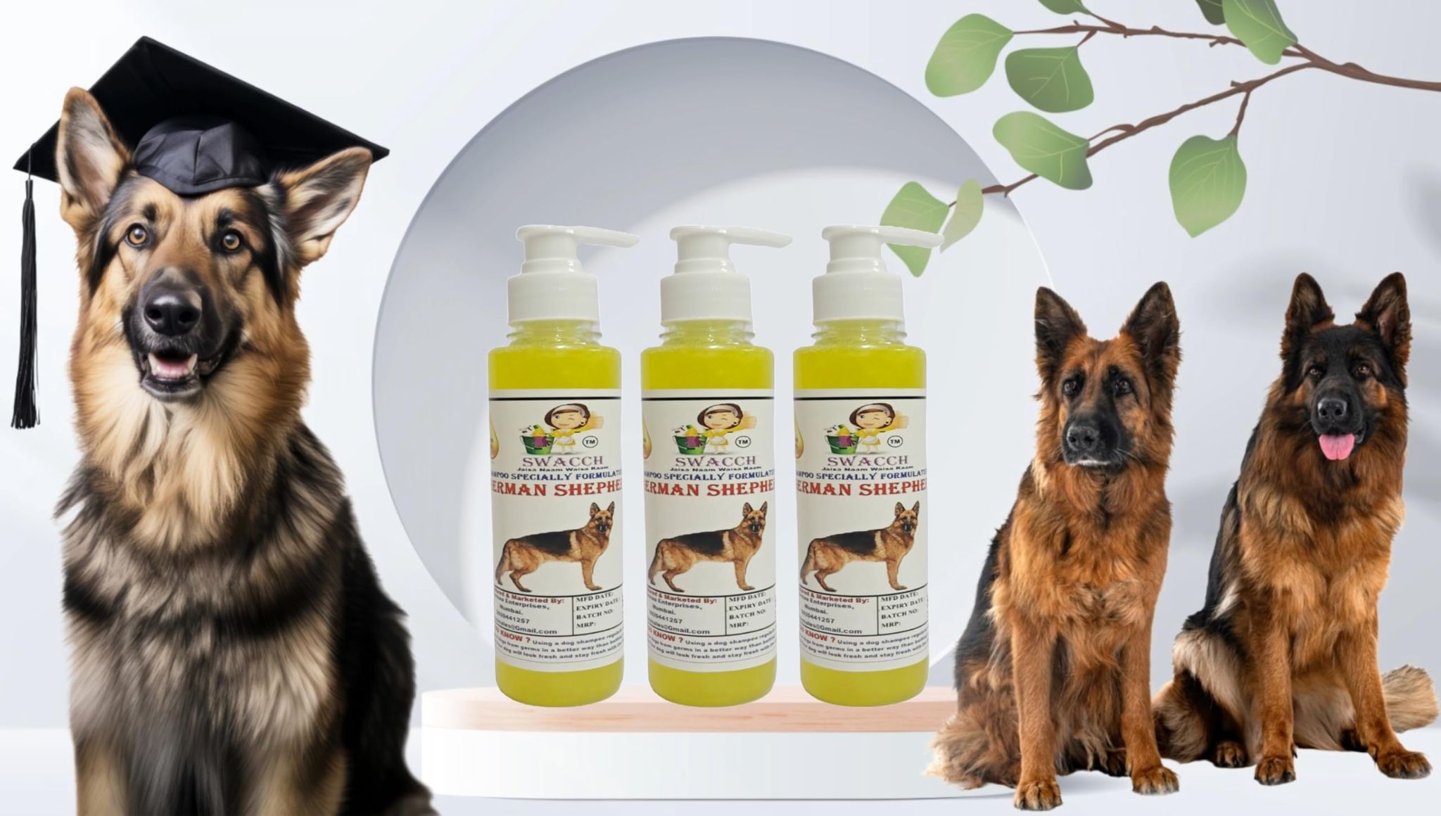 SWACCH Premium Shampoo for German Shepherd (200ML) (Pack of 3) Lemon