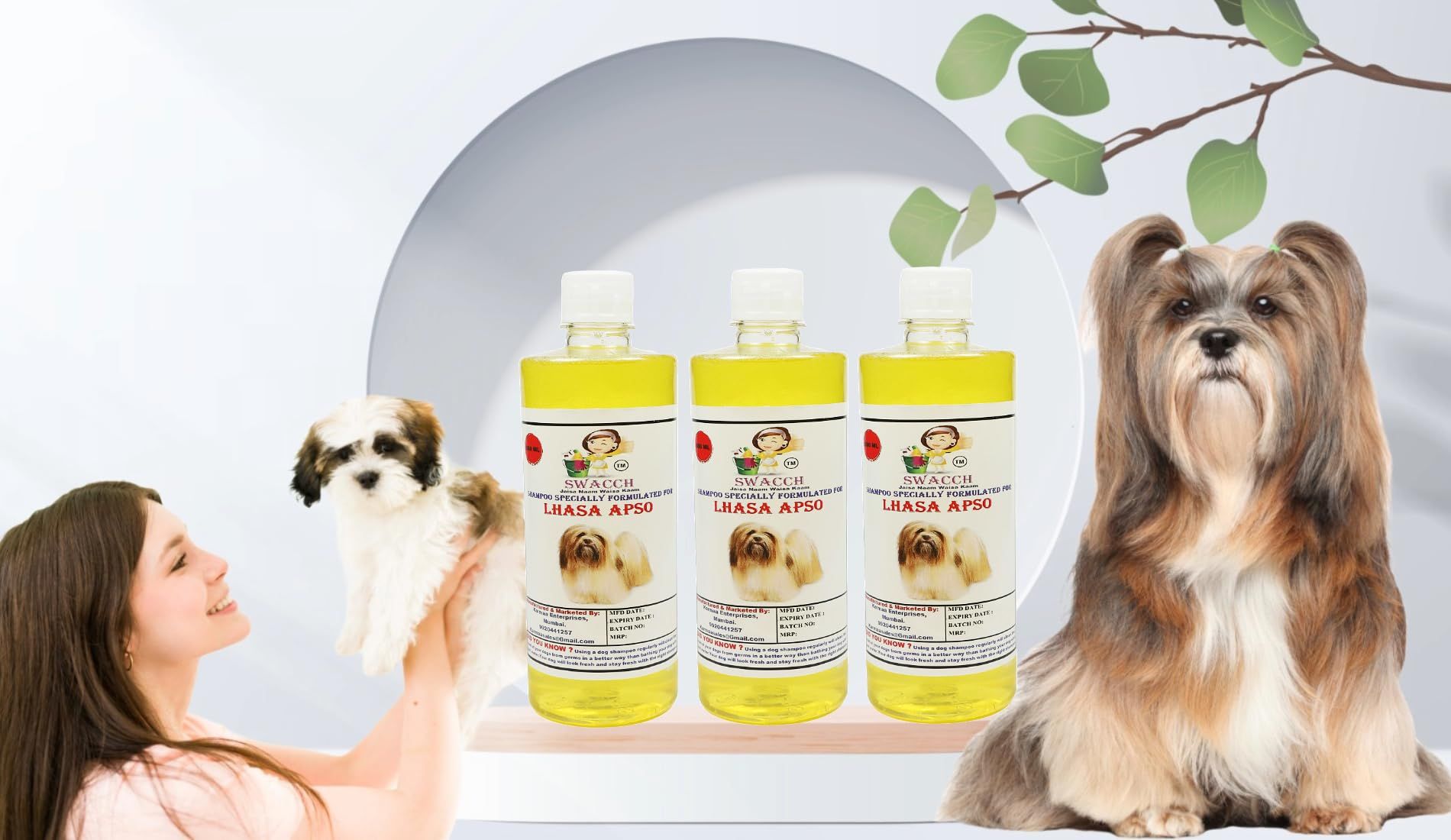 Swacch Shampoo Specially Formulated for Lhasa Apso (500ml) (Combo Pack of 3) Lemon