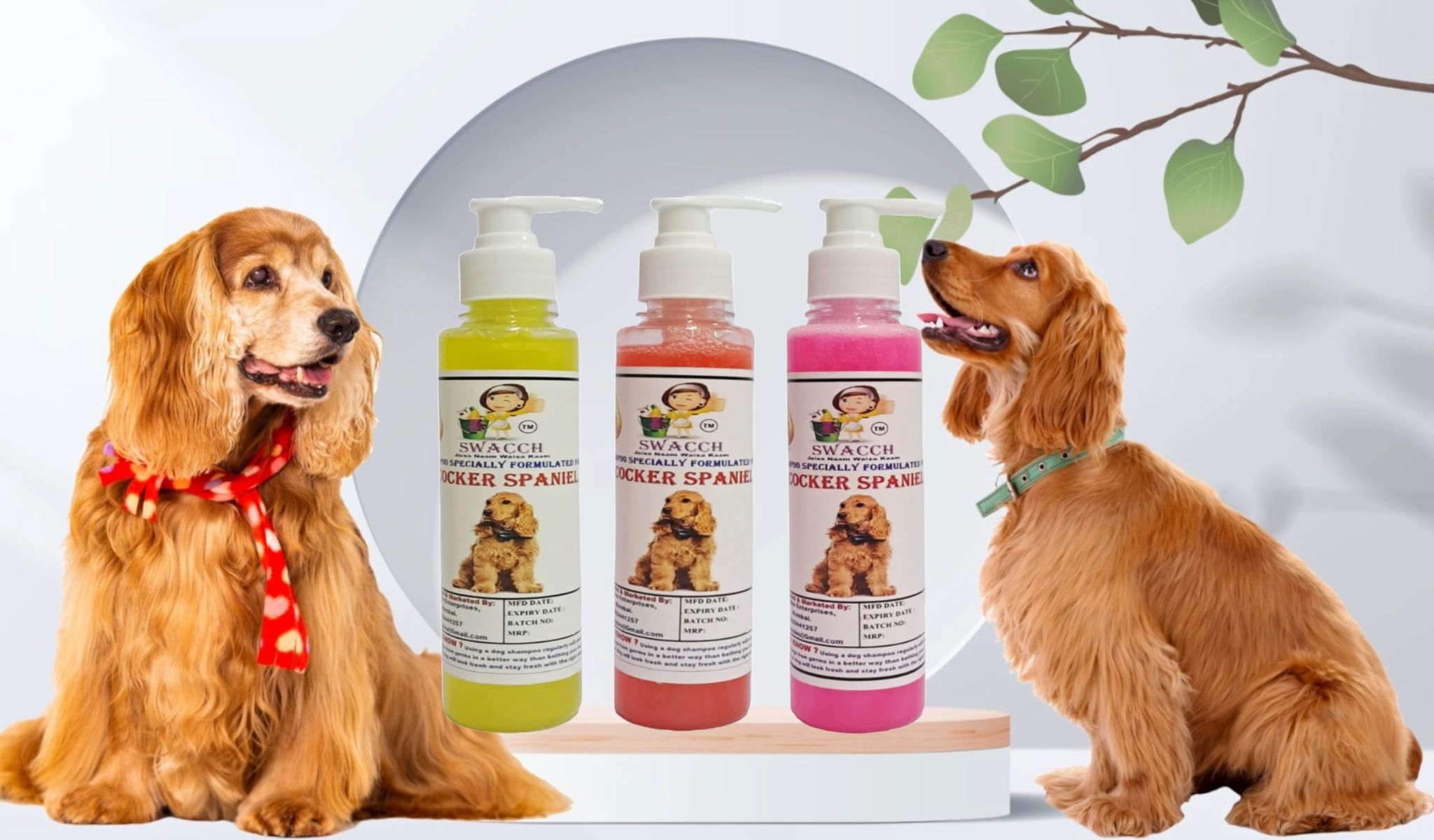 SWACCH Premium Shampoo for Cocker Spaniel (200ML) (Combo Pack of 3) Lemon, Strawberry & Rose