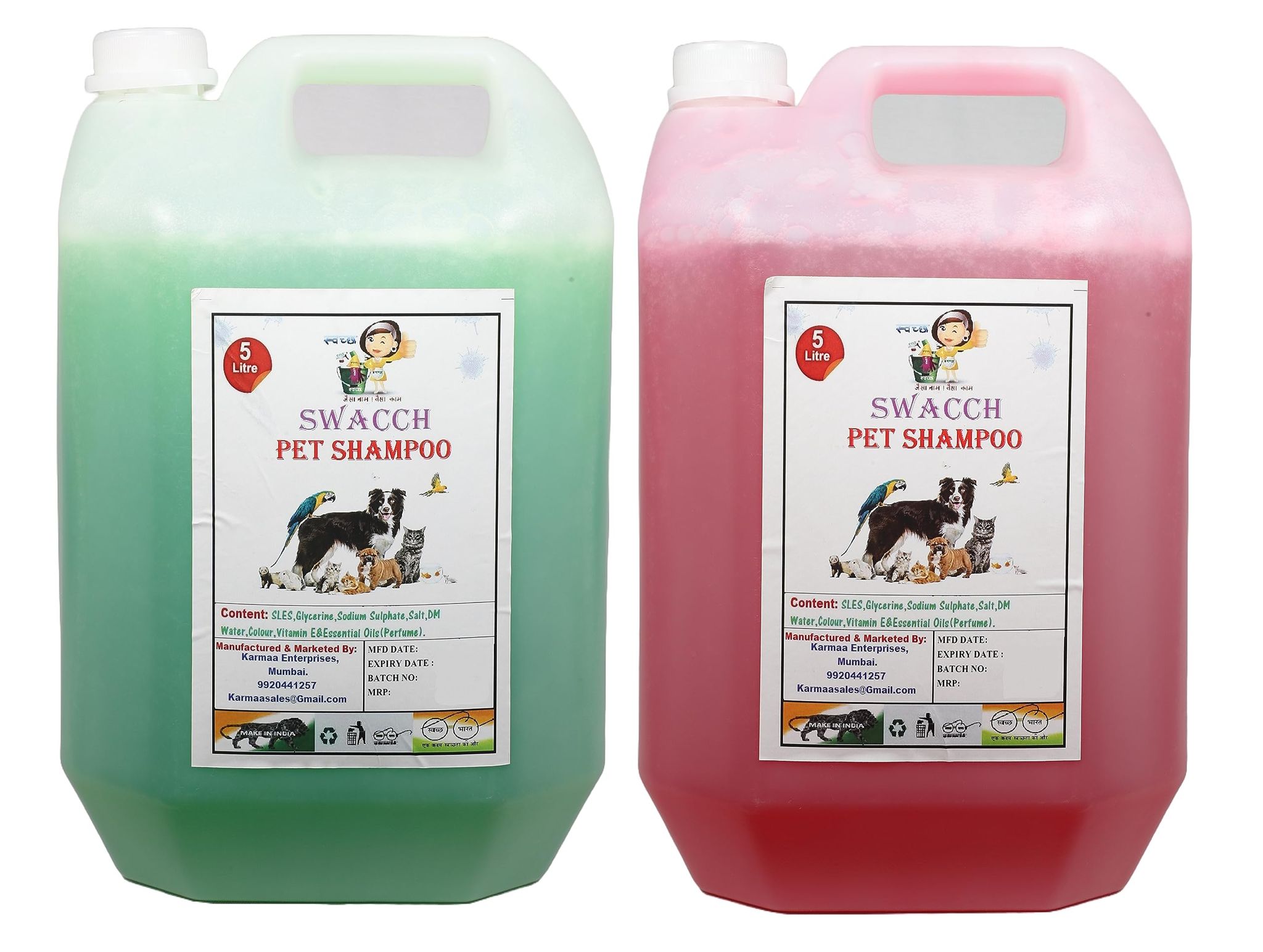 SWACCH PET Shampoo (5 Litre) (Combo Pack of 2) NEEM ALOVERA & Strawberry