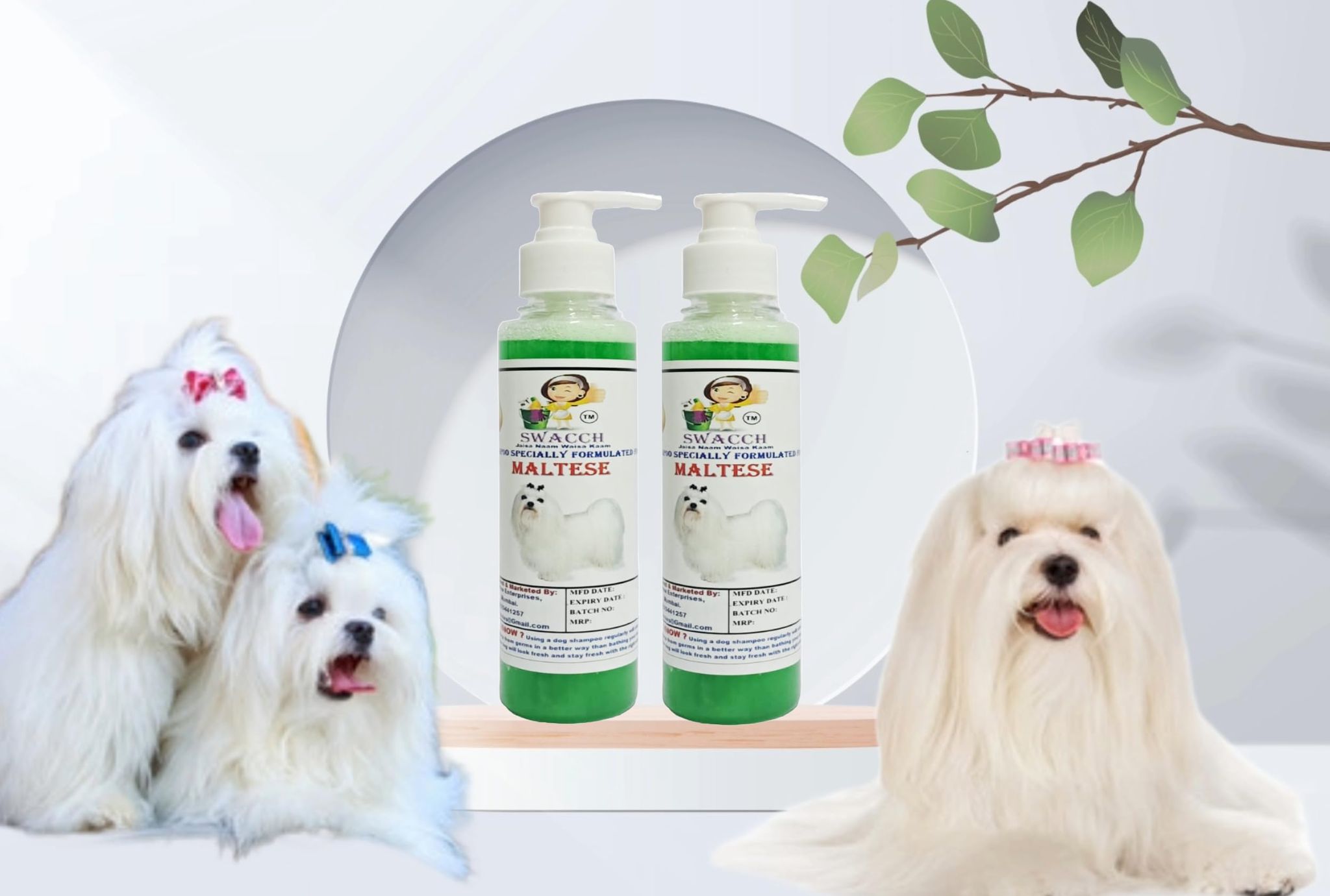 SWACCH Premium Shampoo for Maltese (200ML) (Pack of 2) NEEM ALOVERA