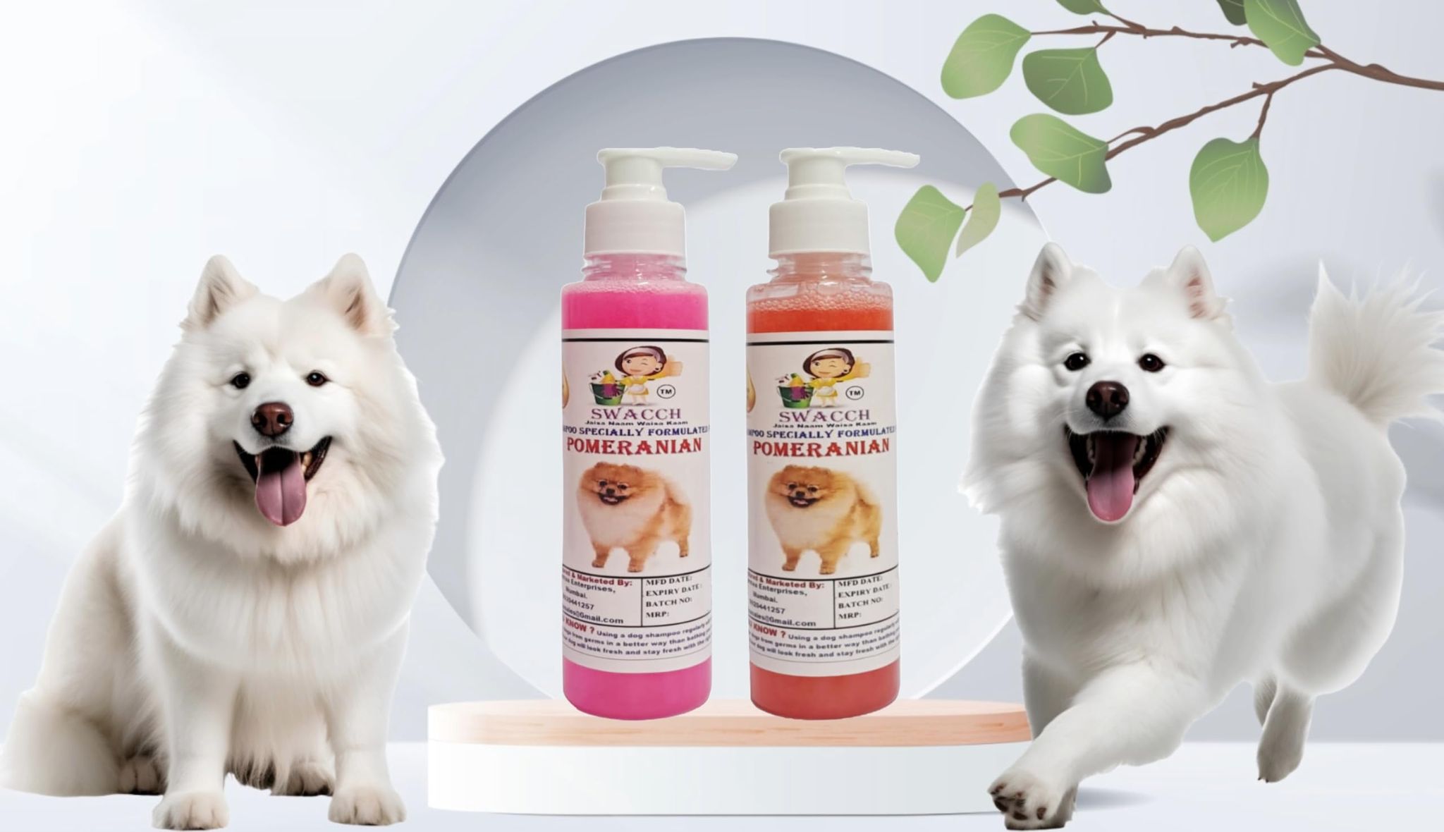 SWACCH Premium Shampoo for Pomeranian (200ML) (Combo Pack of 2) Rose & Strawberry