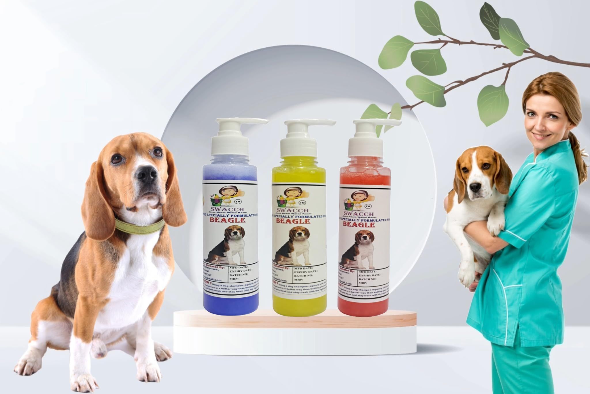 SWACCH Premium Shampoo for Beagle (200ML)(Combo Pack of 3) Lavender, Lemon, Jasmine