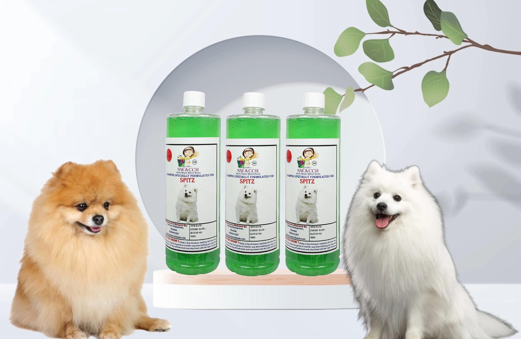 SWACCH Shampoo Specially FORMULATED for Spitz (1 Litre) (Combo Pack of 3) NEEM ALOVERA