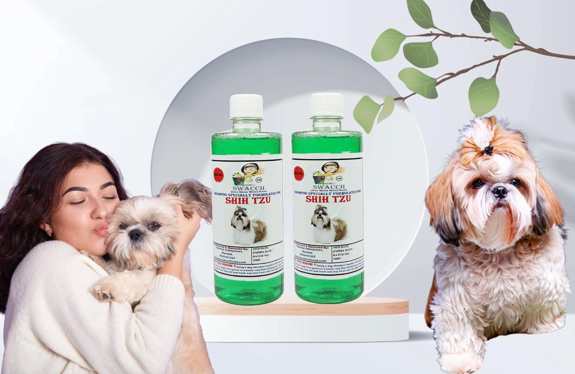 SWACCH Shampoo Specially FORMULATED for Shih TZU (500ML) (Pack of 2) NEEM ALOVERA