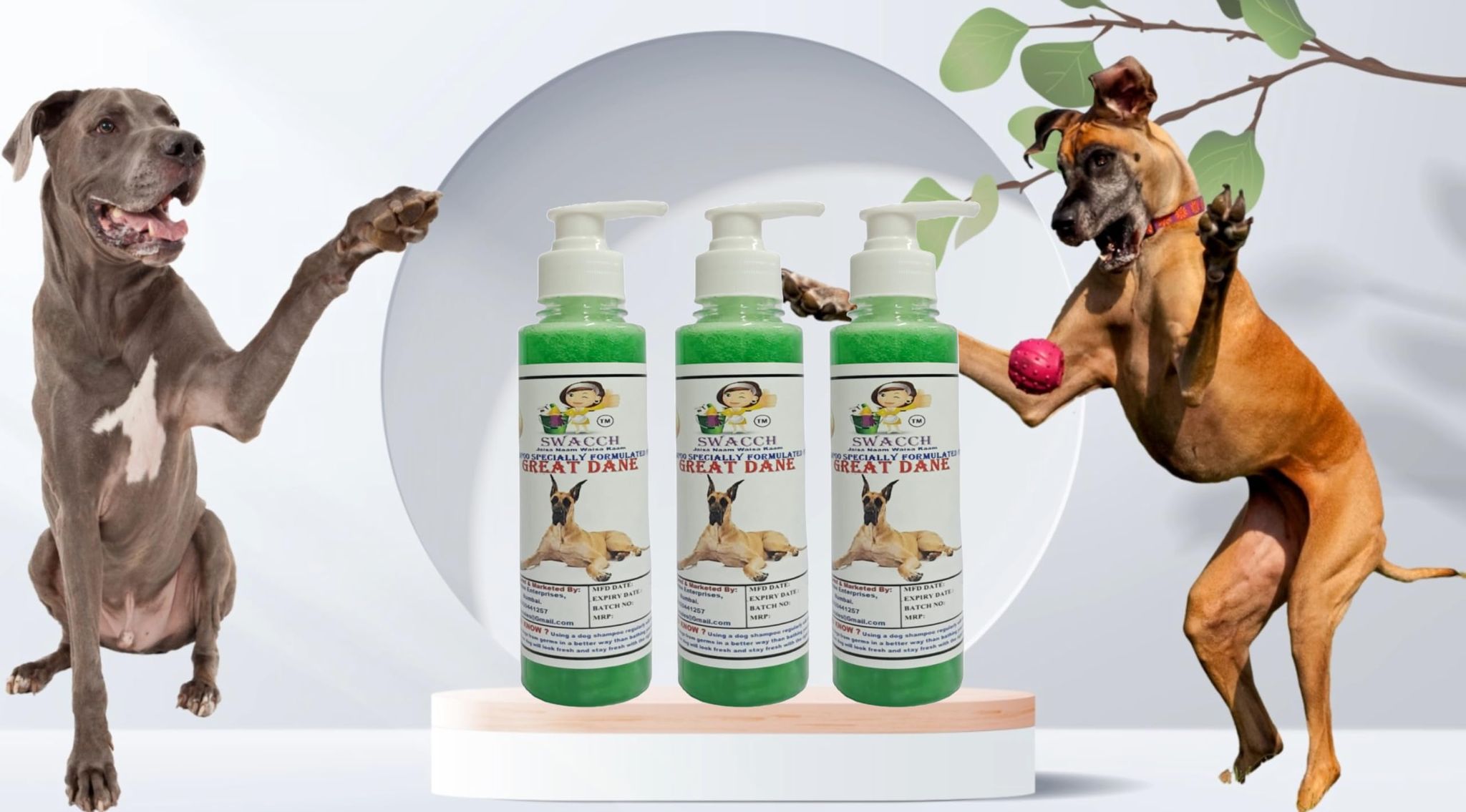 SWACCH Premium Shampoo for Great DANE (200ML) (Pack of 3) NEEM ALOVERA
