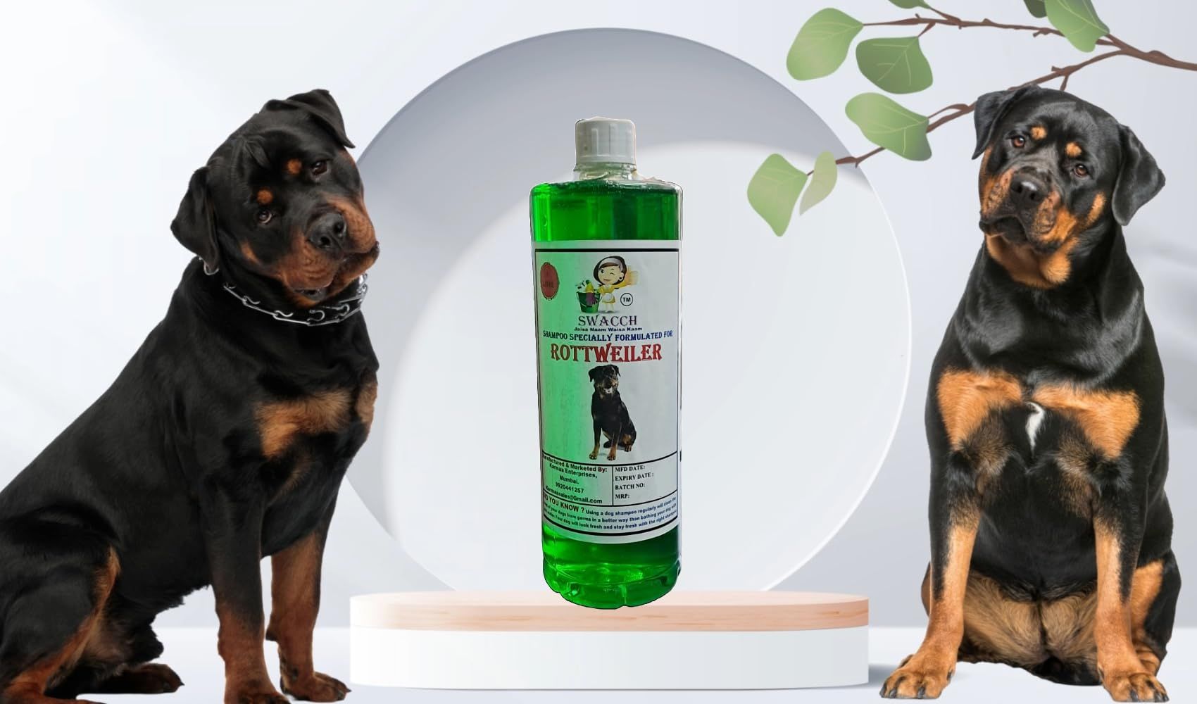 Swacch Shampoo Specially Formulated for Rottweiler (1 Litre) Neem Alovera
