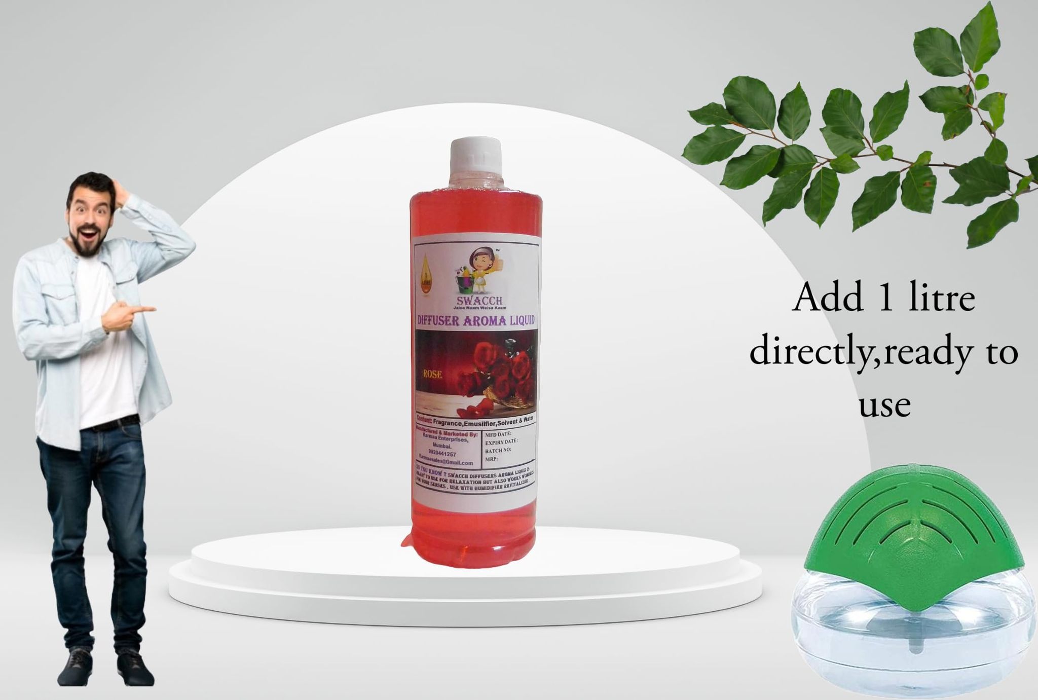 Swacch Diffuser Aroma Liquid (1 Litre) Rose