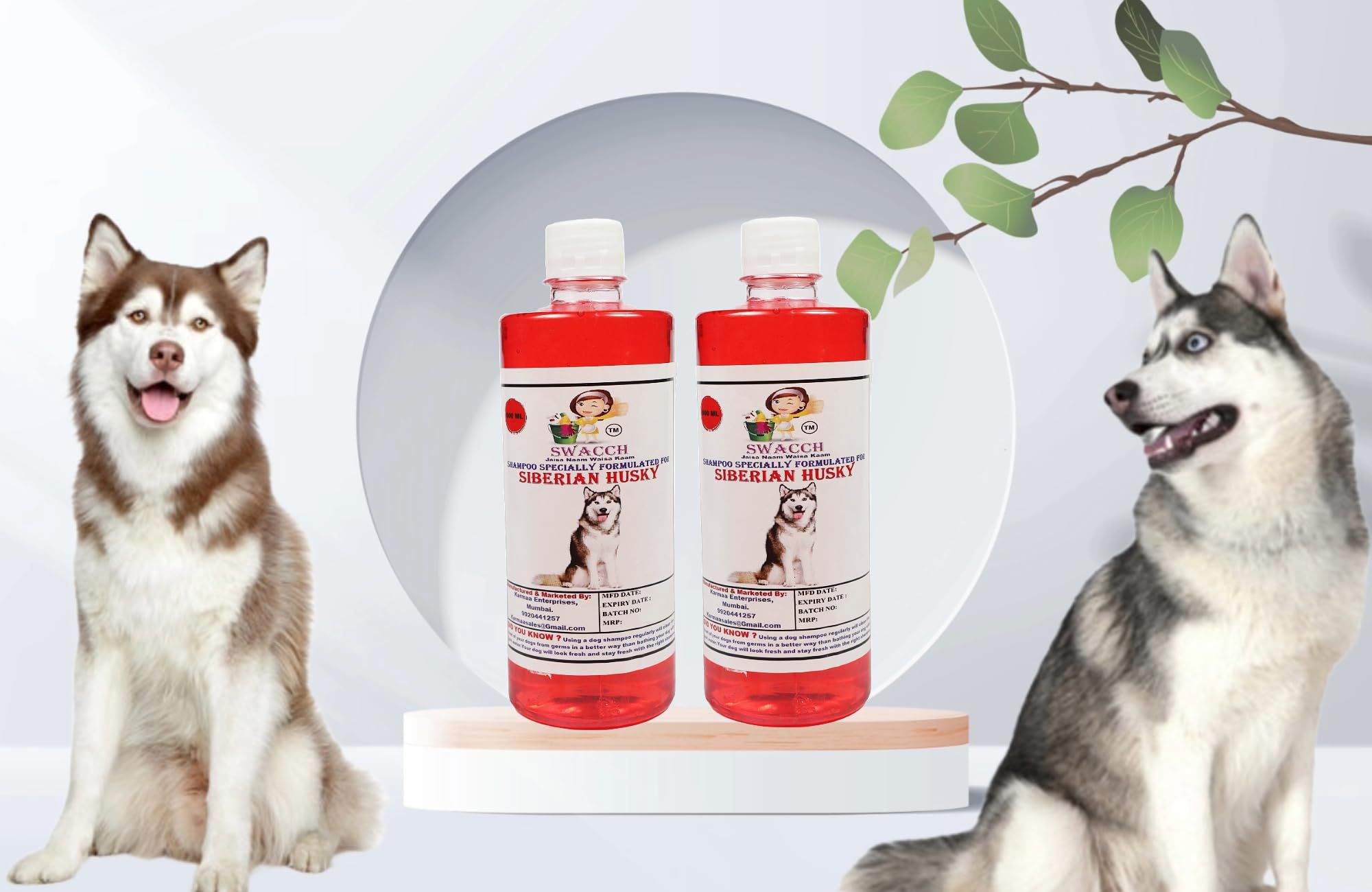 SWACCH Shampoo Specially FORMULATED for Siberian Husky (500ML) (Combo Pack of 2) STRWBERRY