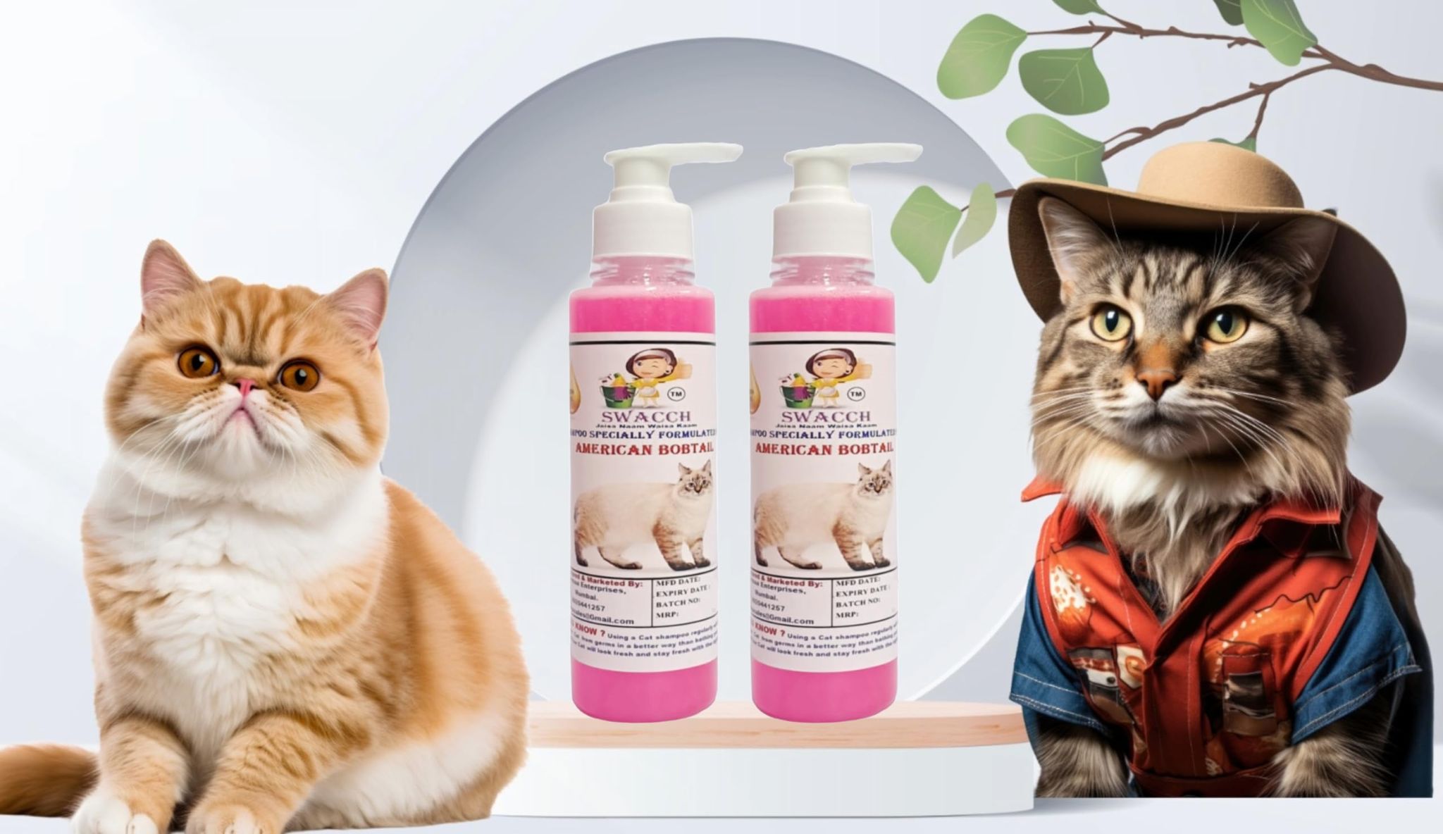 SWACCH Premium Shampoo for American Bobtail (200ML) (Pack of 2) Rose