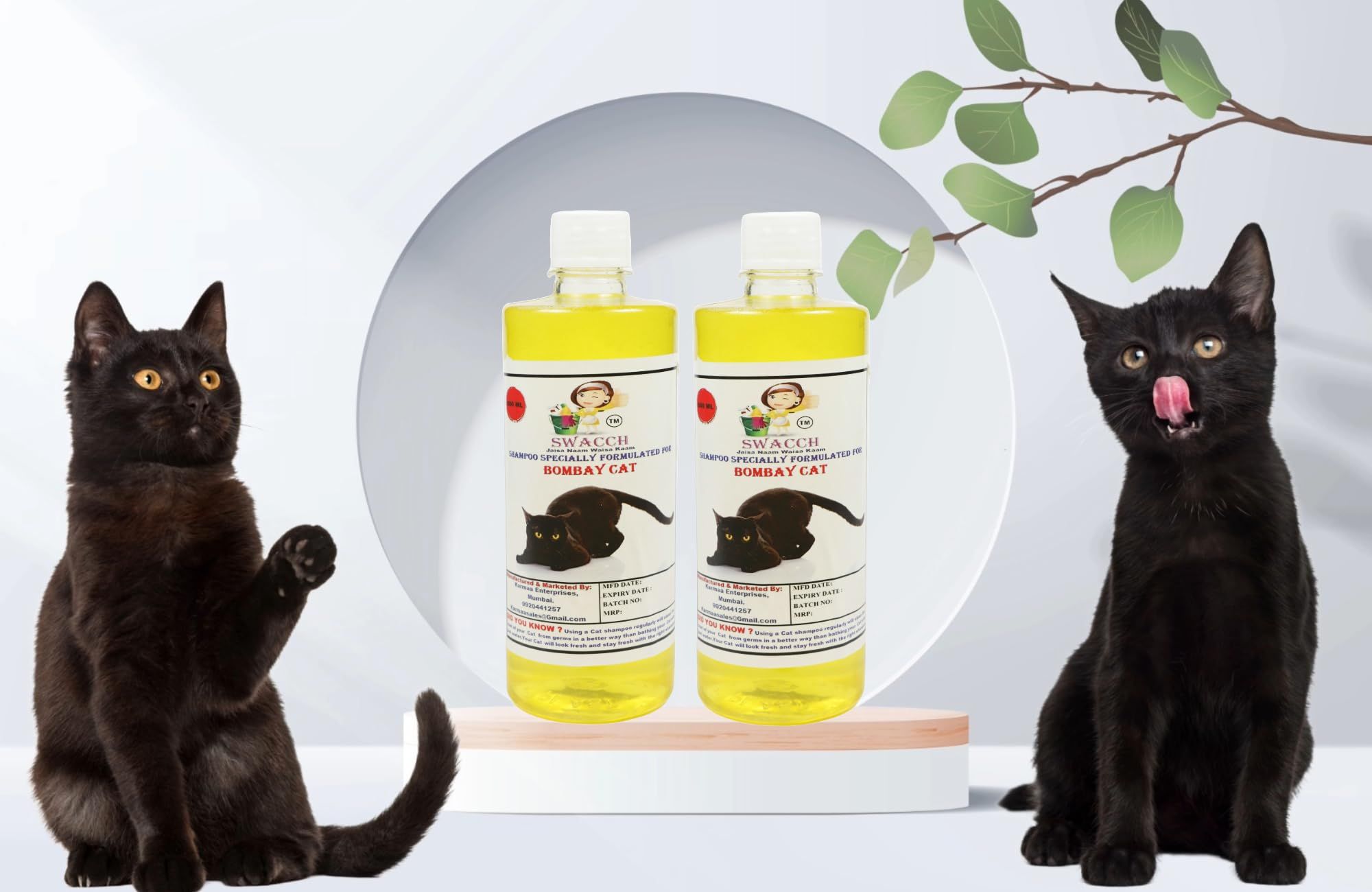 SWACCH Shampoo Specially FORMULATED for Bombay CAT (500ML) (Combo Pack of 2) Lemon