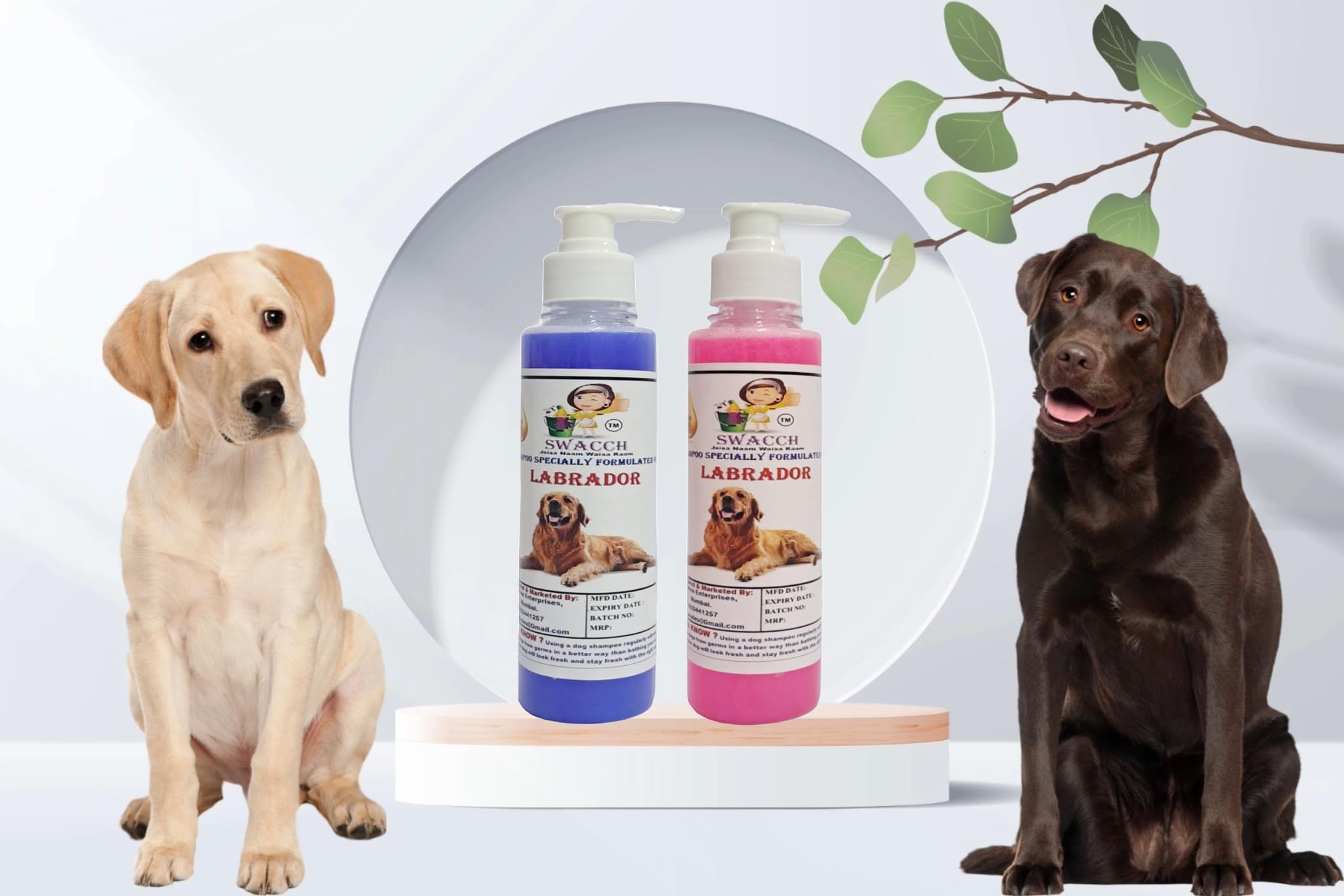 SWACCH Premium Shampoo for Labrador (200ML) (Combo Pack of 2) Lavender & Rose