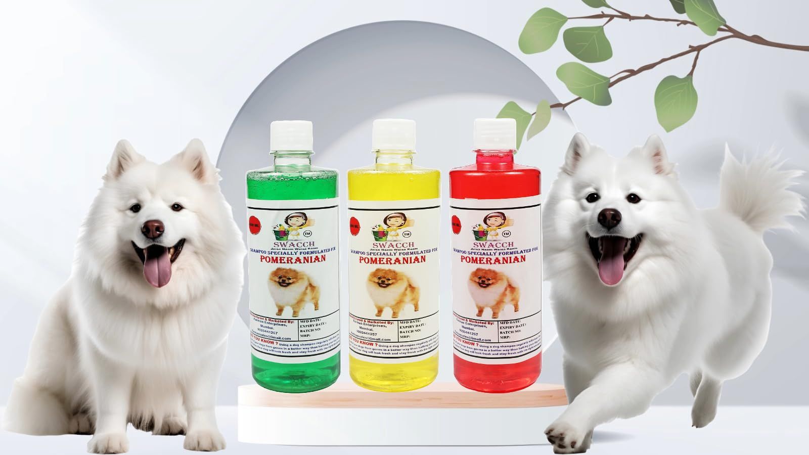 Swacch Shampoo Specially Formulated for Pomeranian (500ml) (Combo Pack of 3) Neem Alovera, Lemon & Jasmine