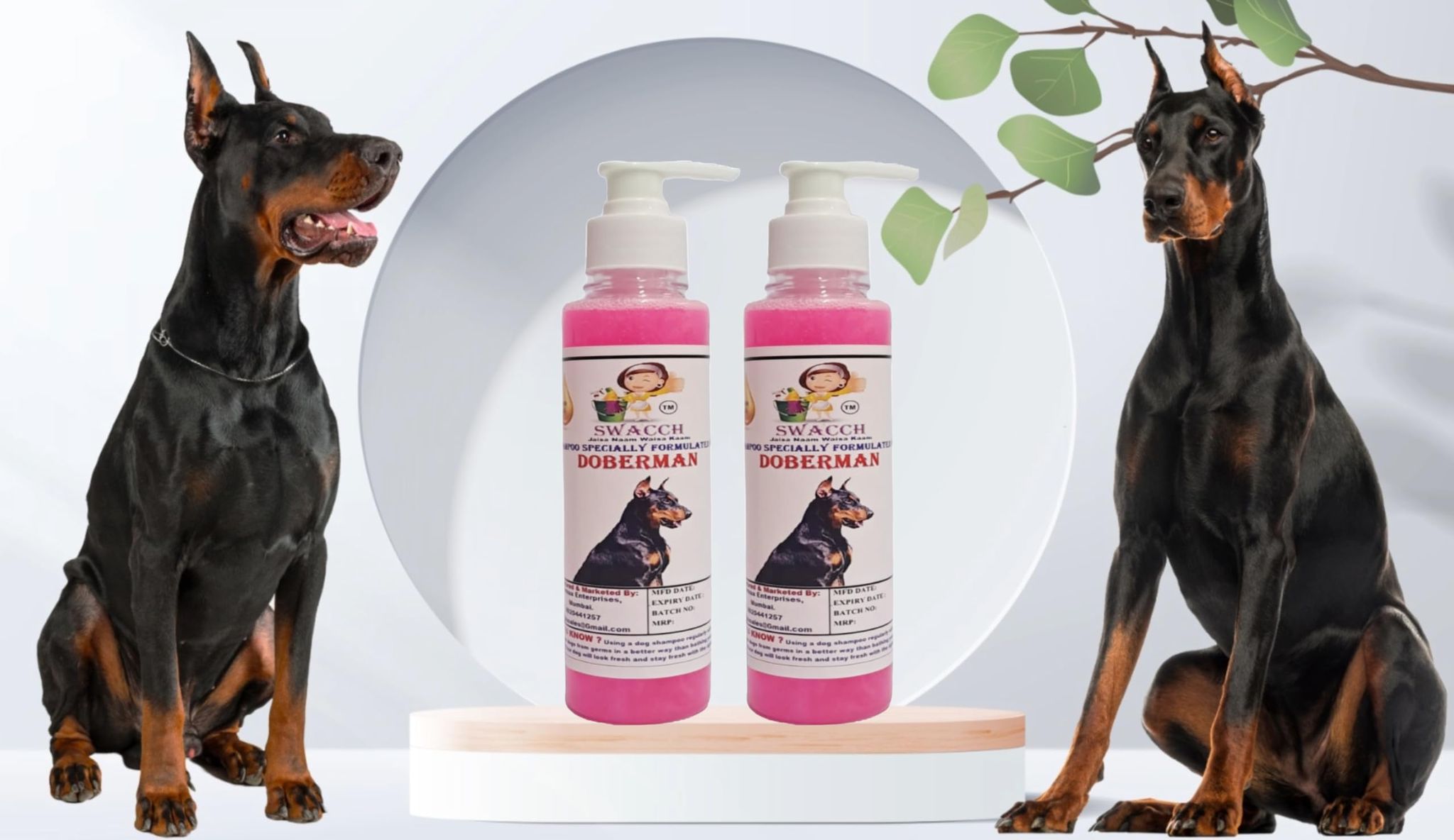 SWACCH Premium Shampoo for Doberman (200ML) (Pack of 2) Rose