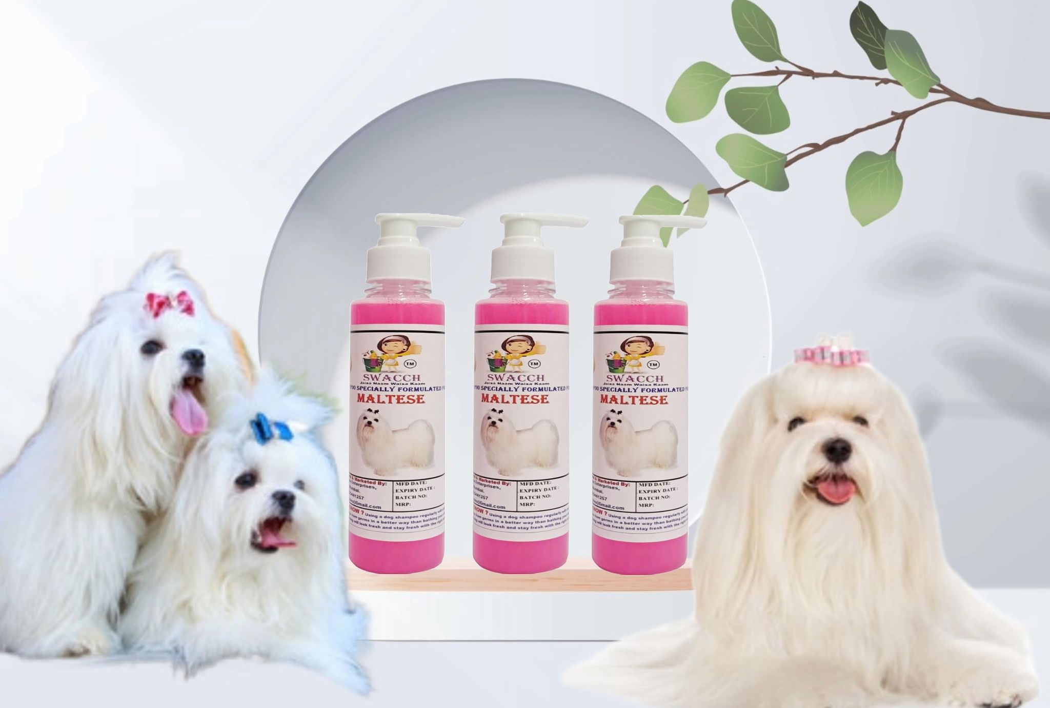 SWACCH Premium Shampoo for Maltese (200ML) (Pack of 3) Rose