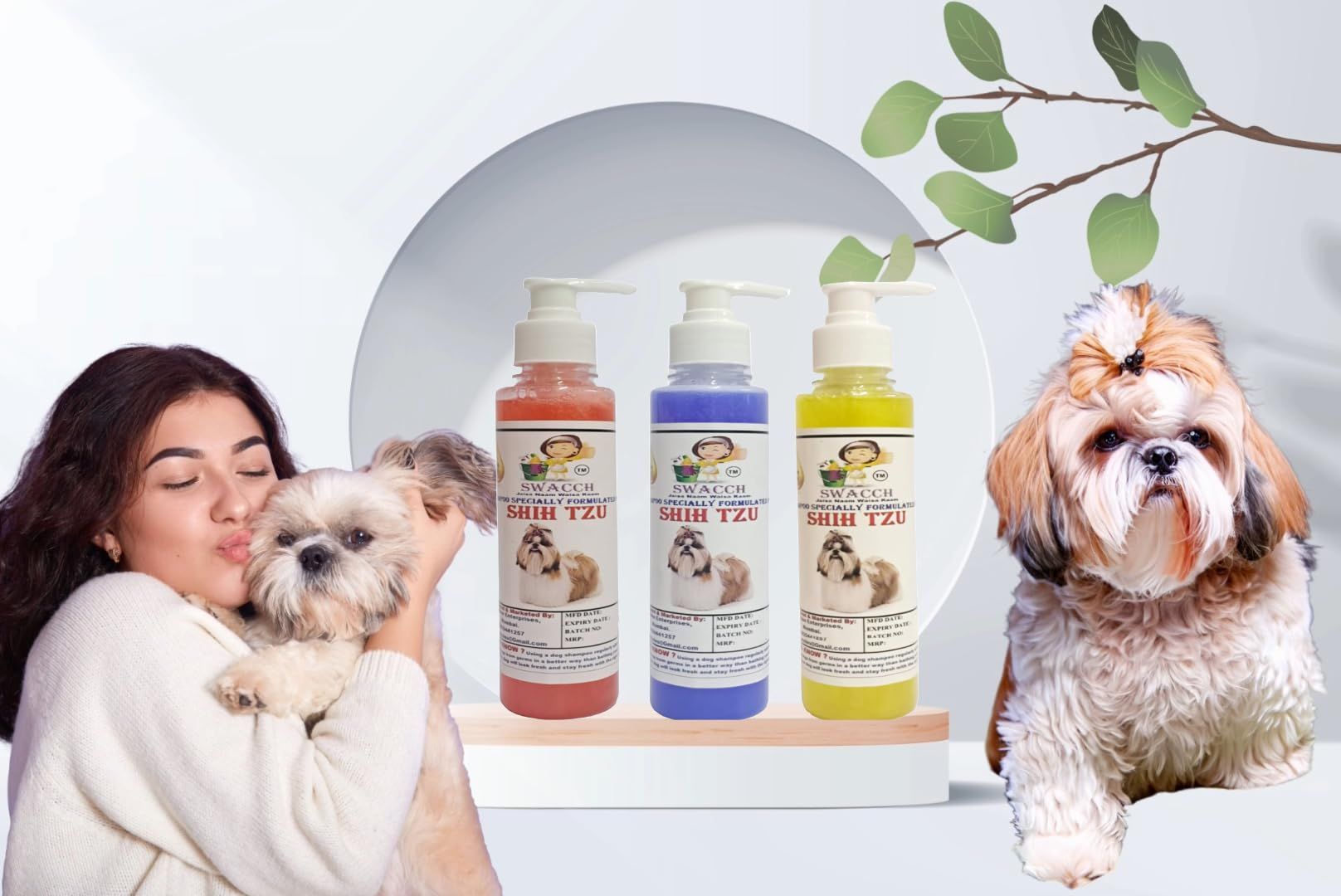 SWACCH Premium Shampoo for Shih TZU (200ML)(Combo Pack of 3) Jasmine, Lavender & Lemon