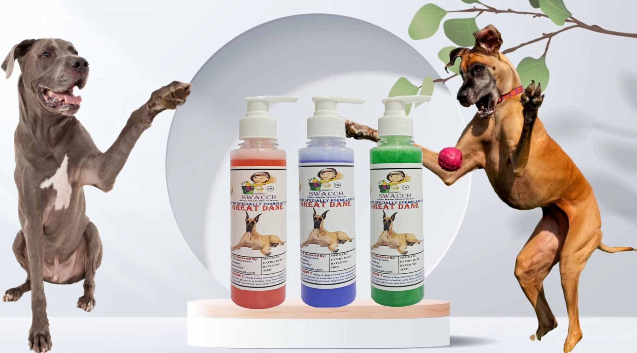 SWACCH Premium Shampoo for Great DANE (200ML) (Combo Pack of 3) Jasmine, Lavender & NEEM ALOVERA