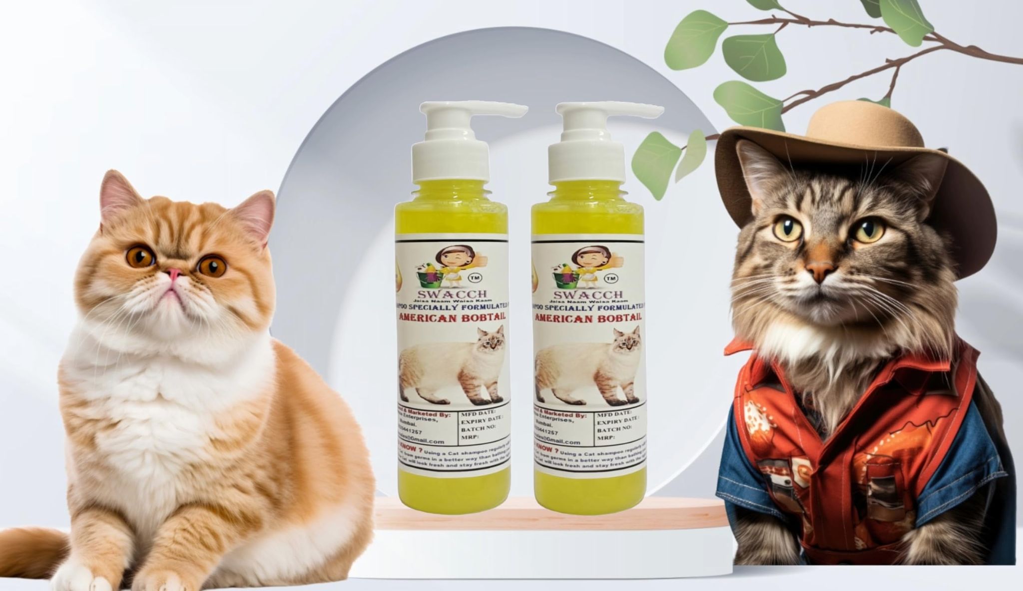 SWACCH Premium Shampoo for American Bobtail (200ML) (Pack of 2) Lemon