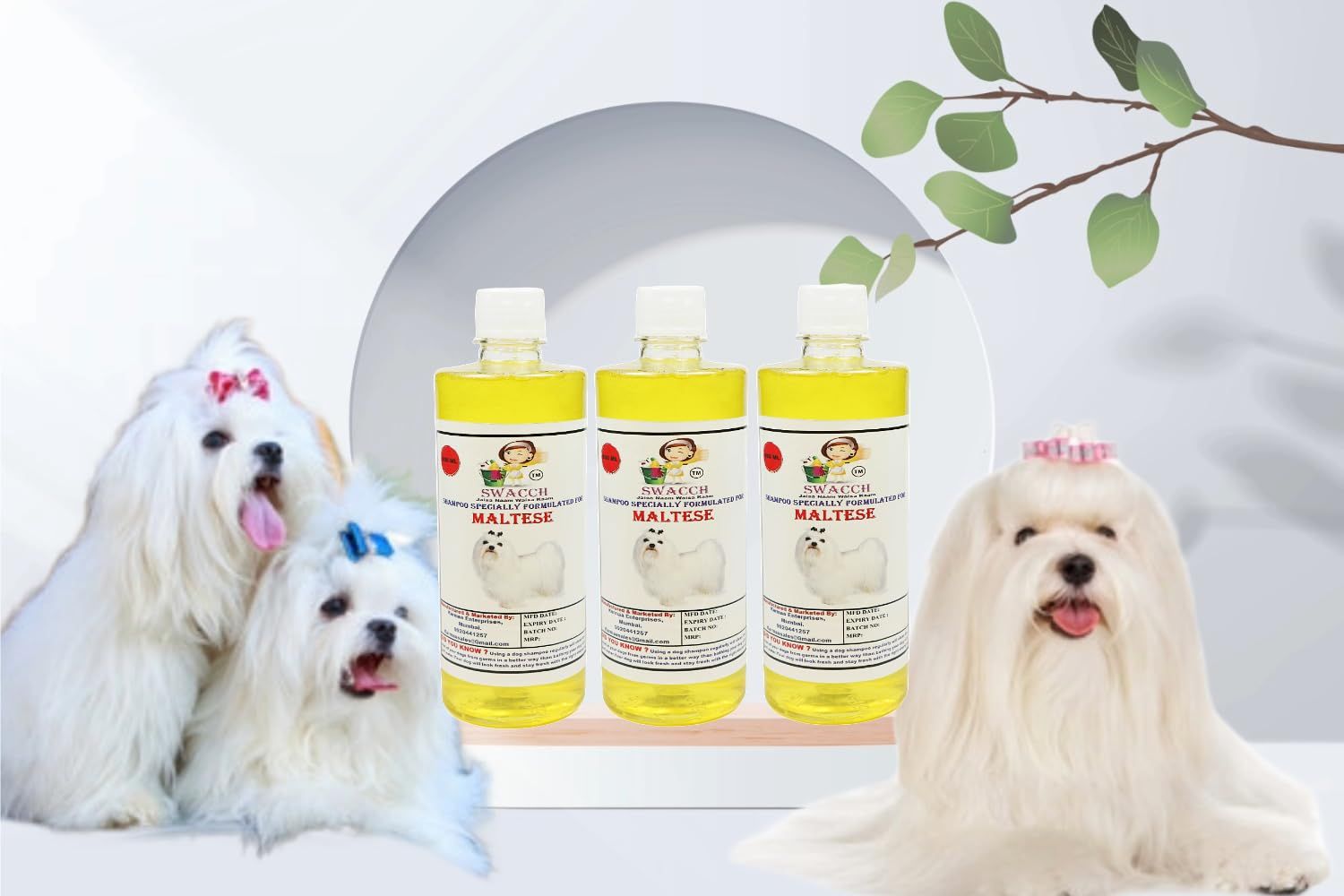 Swacch Shampoo Specially Formulated for Maltese (500ml) (Combo Pack of 3) Lemon