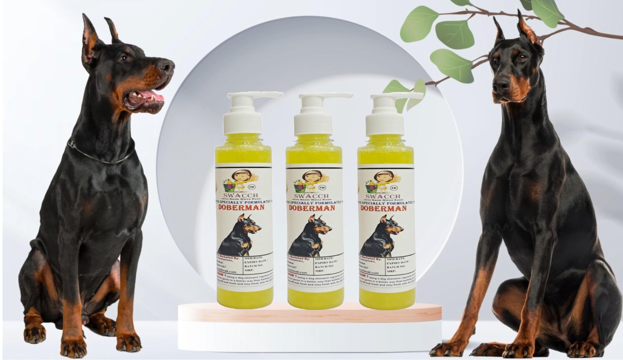 SWACCH Premium Shampoo for Doberman (200ML) (Pack of 3) Lemon
