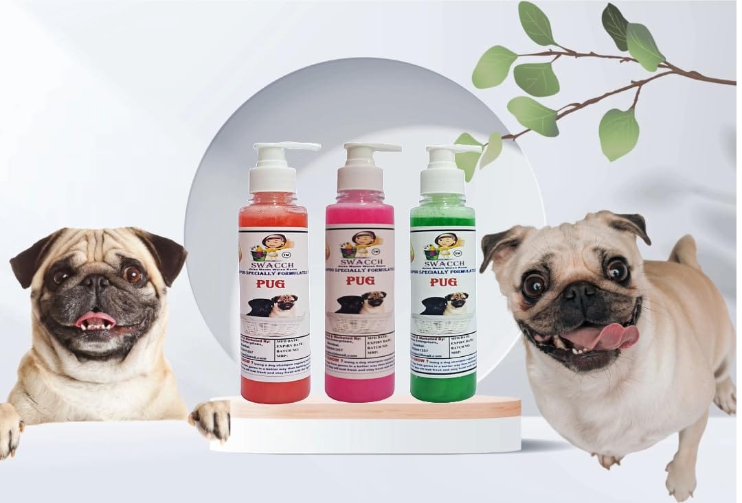 SWACCH Premium Shampoo for Pug (200ML) (Combo Pack of 3) Jasmine, Rose & NEEM ALOVERA