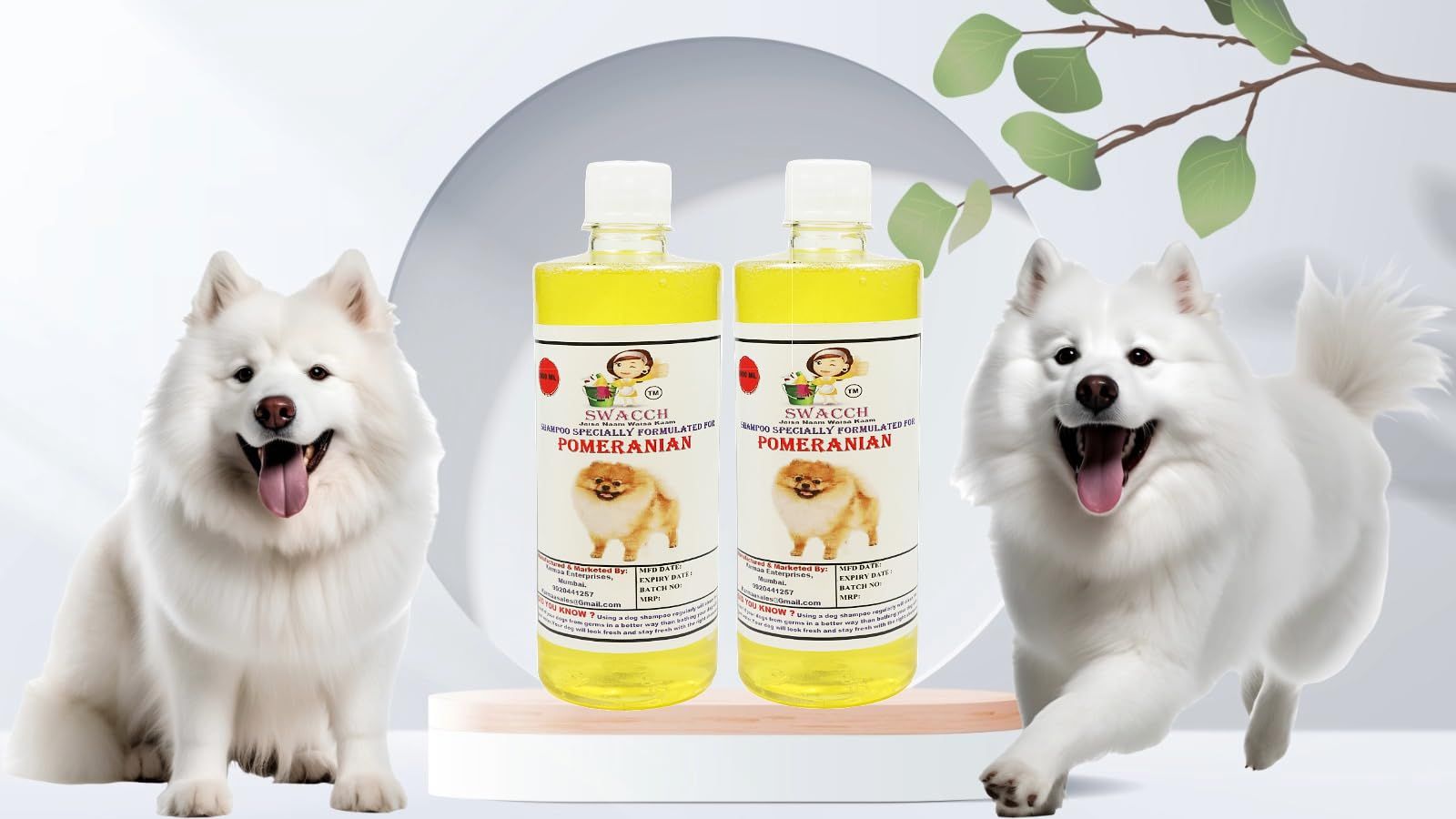 SWACCH Shampoo Specially FORMULATED for Pomeranian (500ML) (Combo Pack of 2) Lemon