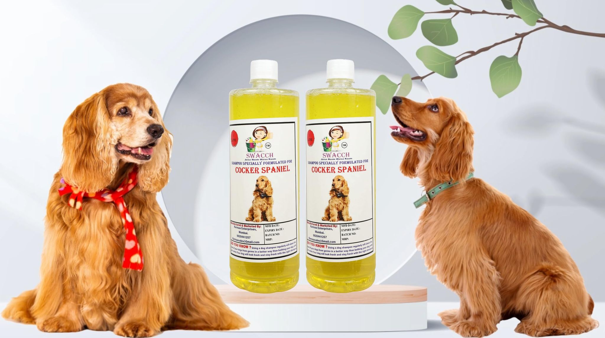 Swacch Shampoo Specially Formulated for Cocker Spaniel (1 Litre) (Combo Pack of 2) Lemon