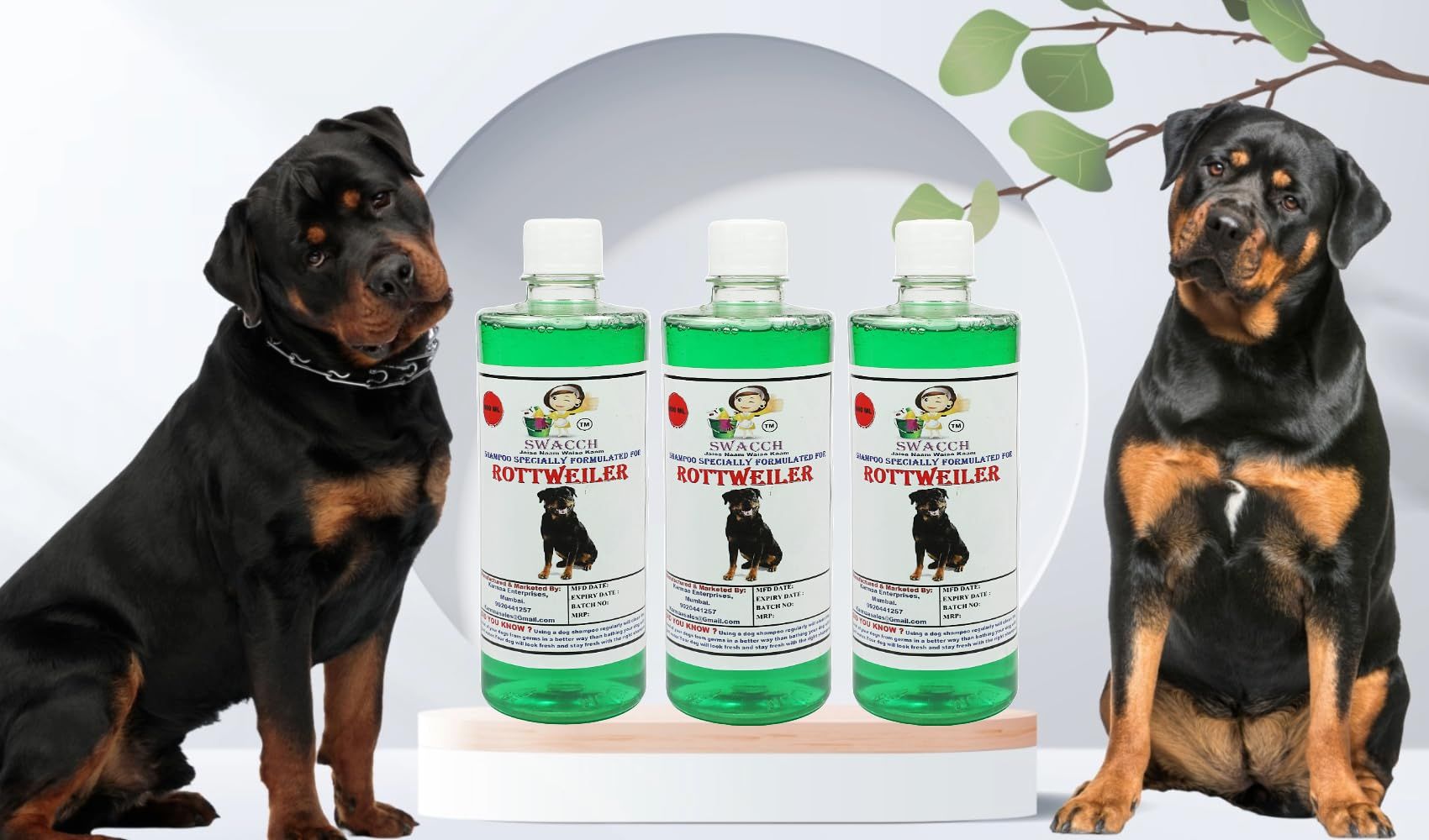 Swacch Shampoo Specially Formulated for Rottweiler (500ml) (Combo Pack of 3) Neem Alovera