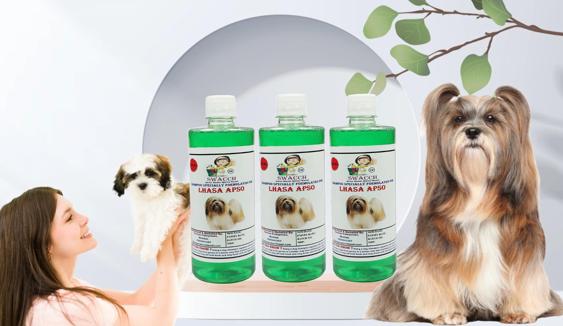 SWACCH Shampoo Specially FORMULATED for Lhasa APSO (500ML) (Combo Pack of 3) NEEM ALOVERA