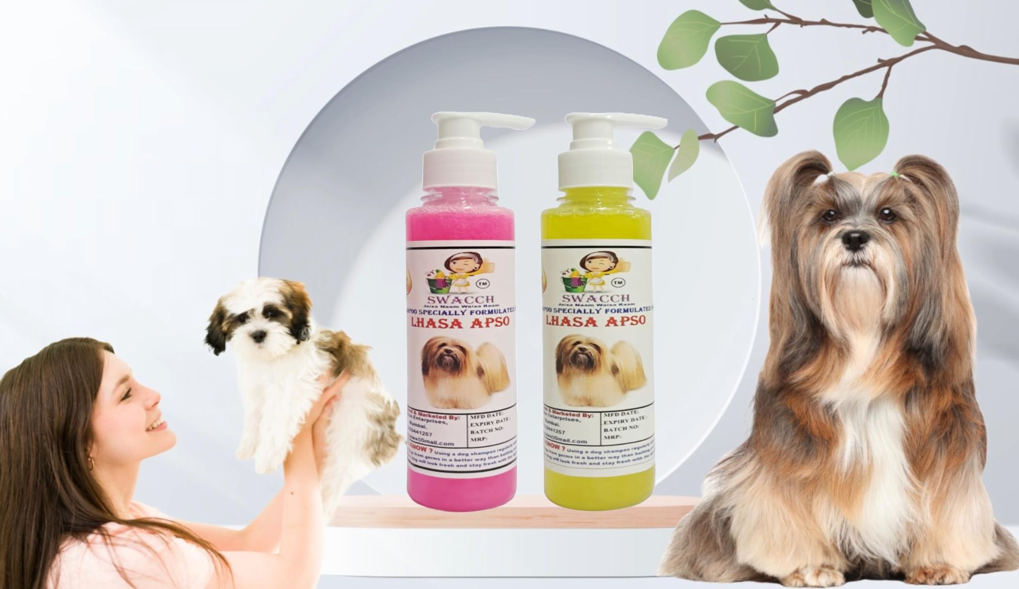 SWACCH Premium Shampoo for Lhasa APSO (200ML) (Combo Pack of 2) Rose & Lemon