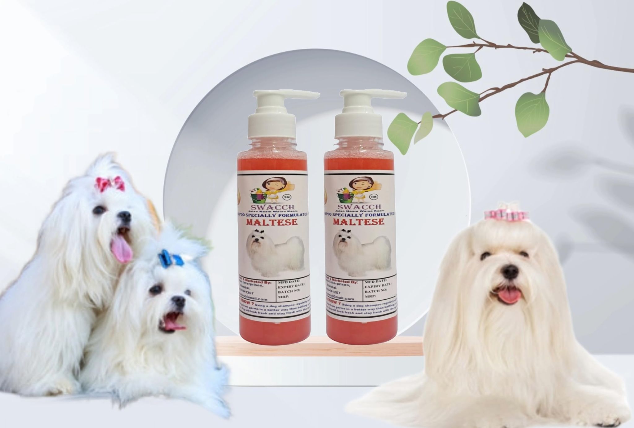 SWACCH Premium Shampoo for Maltese (200ML) (Pack of 2) Strawberry