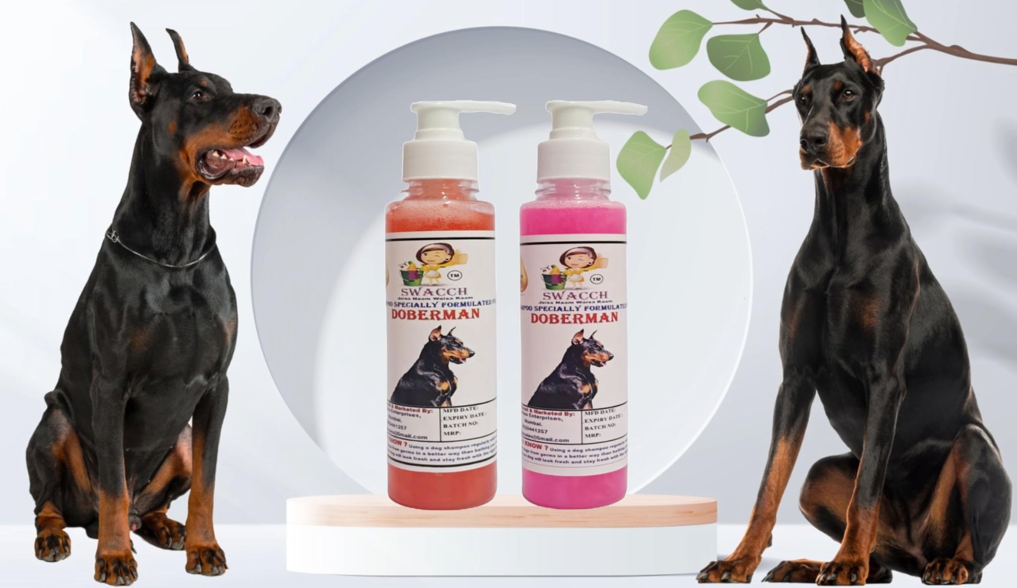 SWACCH Premium Shampoo for Doberman (200ML) (Combo Pack of 2) Strawberry & Rose