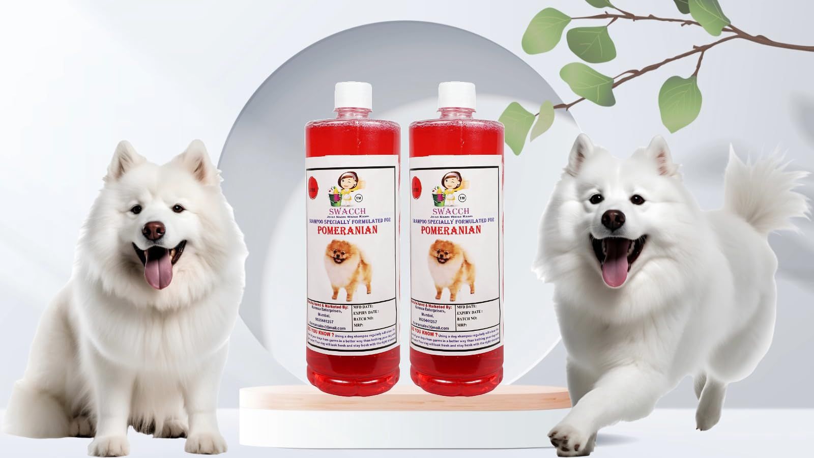 Swacch Shampoo Specially Formulated for Pomeranian (1 Litre) (Combo Pack of 2) Jasmine