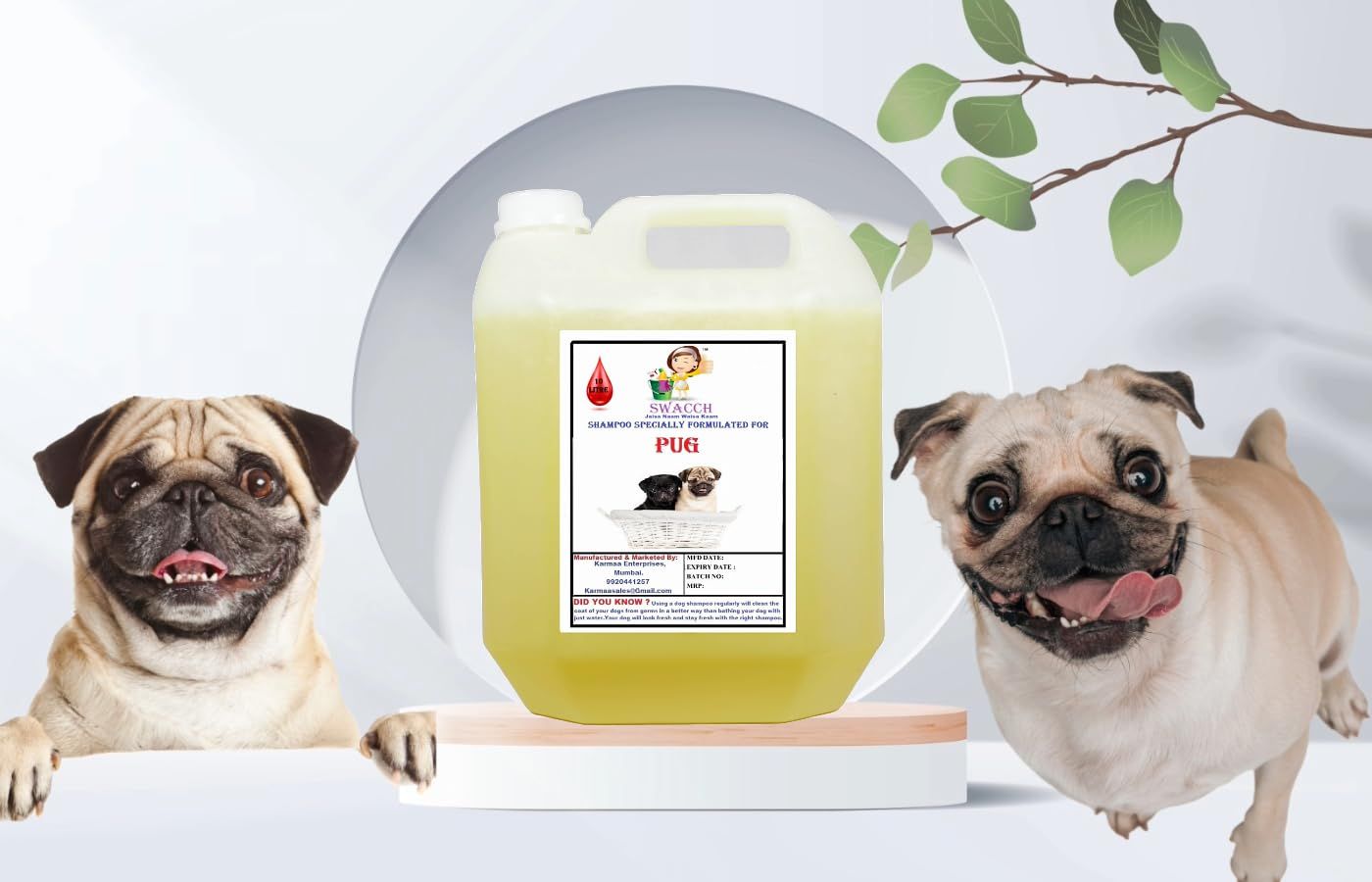 SWACCH Shampoo Specially FORMULATED for Pug (10 Litre) Lemon