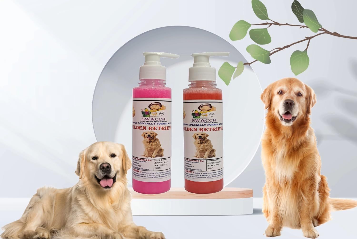 SWACCH Premium Shampoo for Golden Retriever (200ML) (Combo Pack of 2) Rose & Strawberry