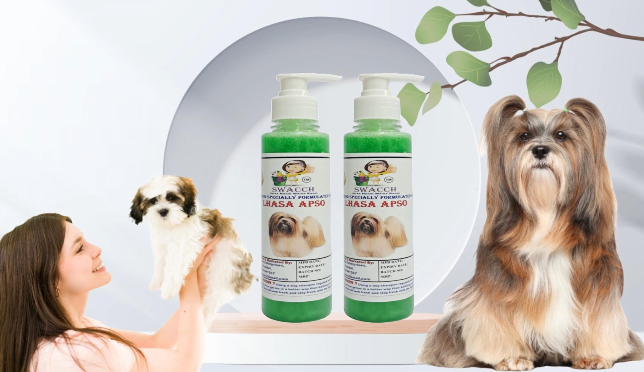 SWACCH Premium Shampoo for Lhasa APSO (200ML) (Pack of 2) NEEM ALOVERA