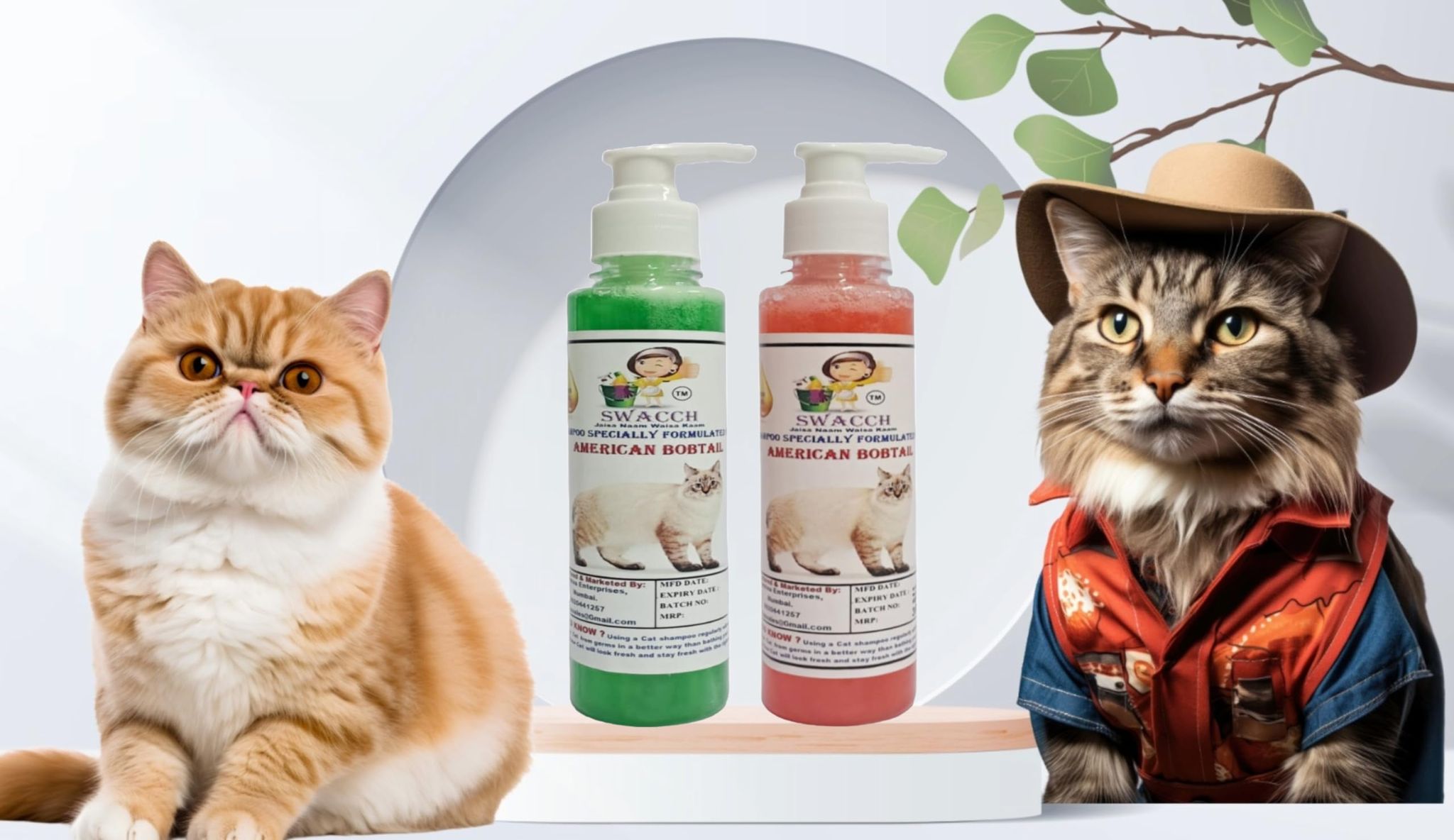 SWACCH Premium Shampoo for American Bobtail (200ML) (Pack of 2) NEEM ALOVERA & Jasmine