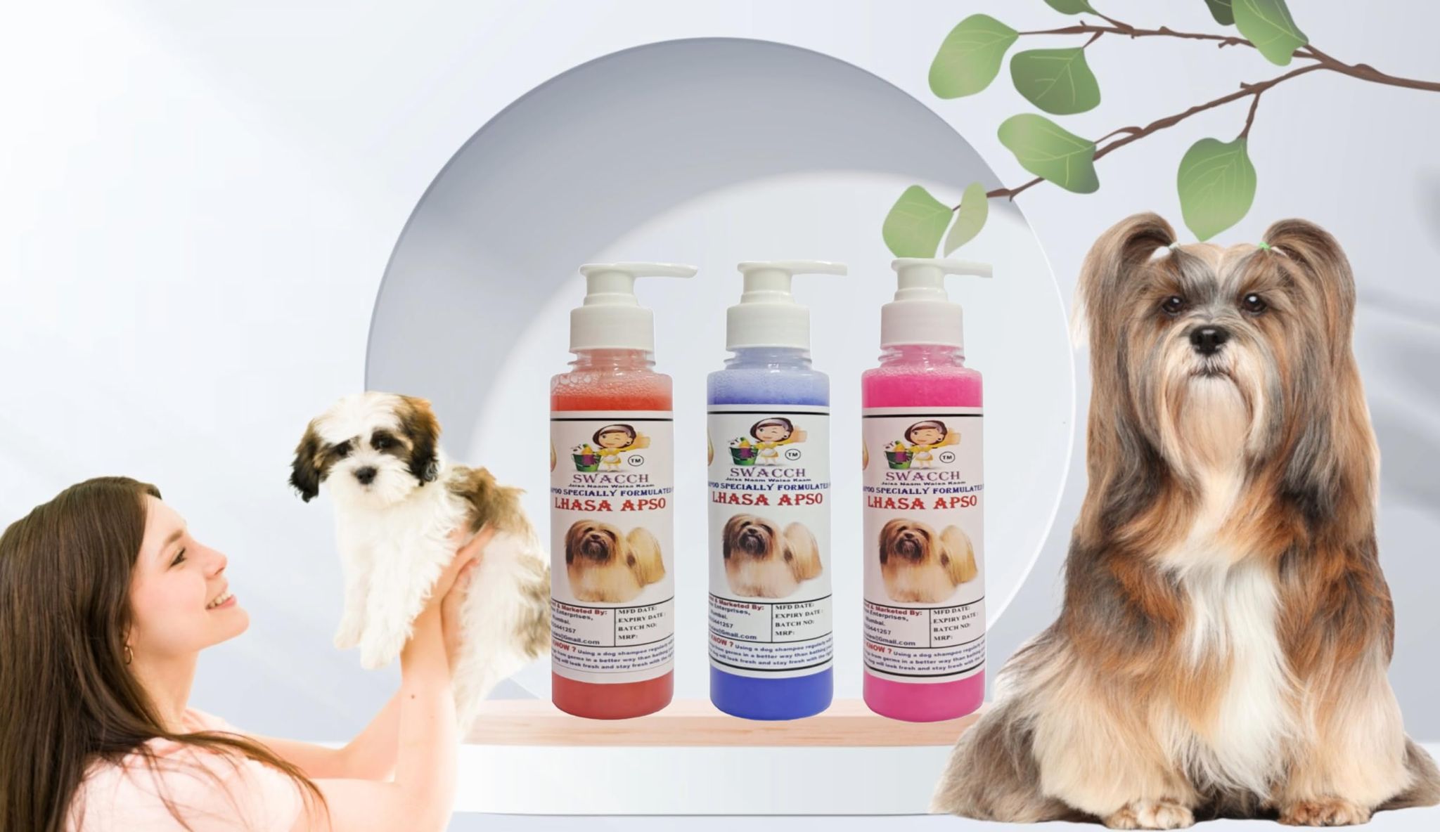 SWACCH Premium Shampoo for Lhasa APSO (200ML) (Combo Pack of 3) Jasmine, Lavender & Rose