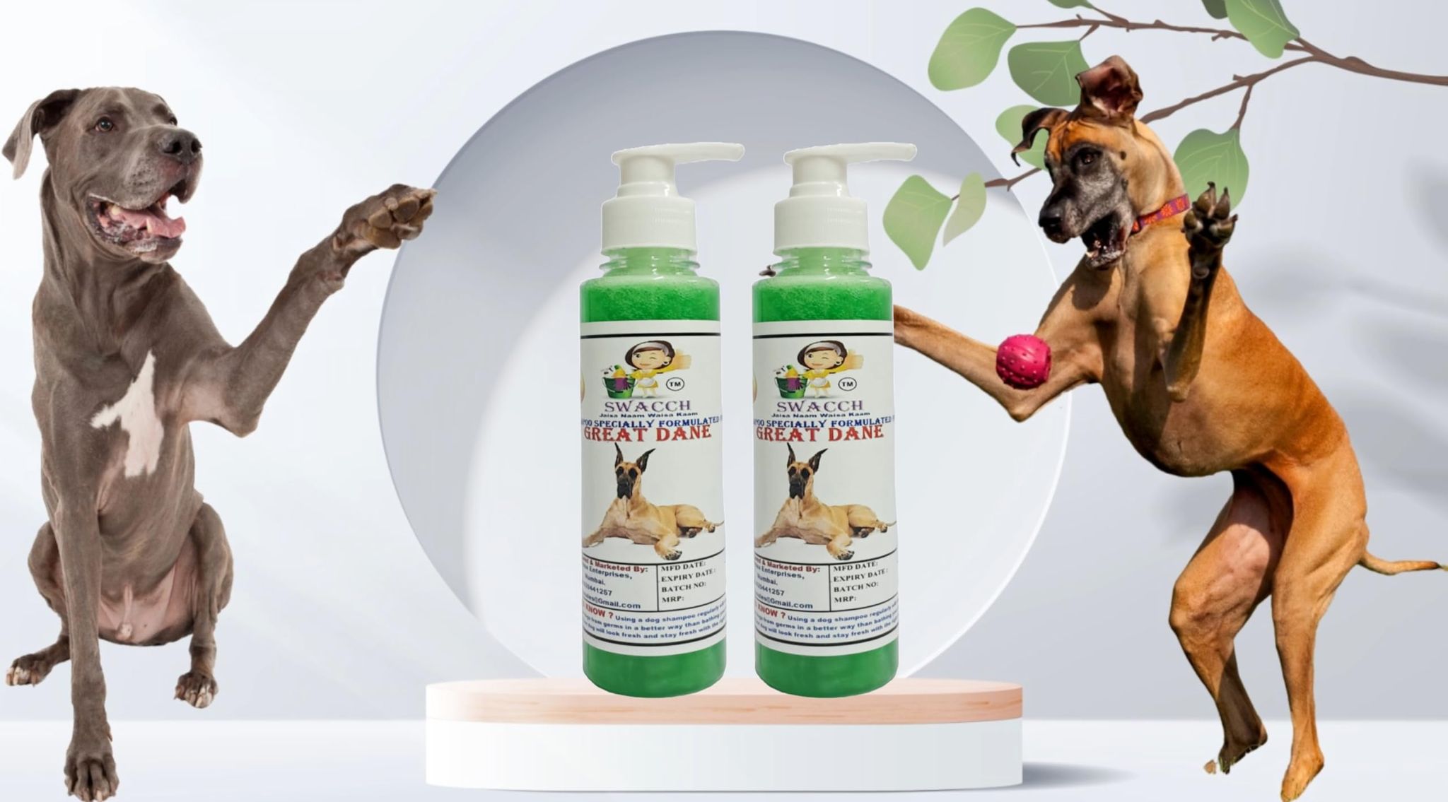 SWACCH Premium Shampoo for Great DANE (200ML)(Pack of 2) NEEM ALOVERA