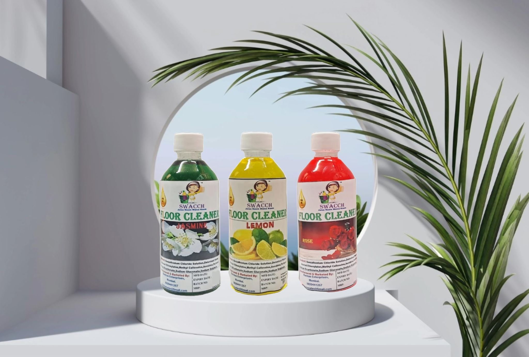 Swacch Floor Cleaner (200ml) (Combo Pack of 3) Jasmine, Lemon & Rose