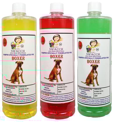 SWACCH Shampoo Specially FORMULATED for Boxer (1 Litre) (Combo Pack of 3) Lemon, Jasmine & NEEM ALOVERA