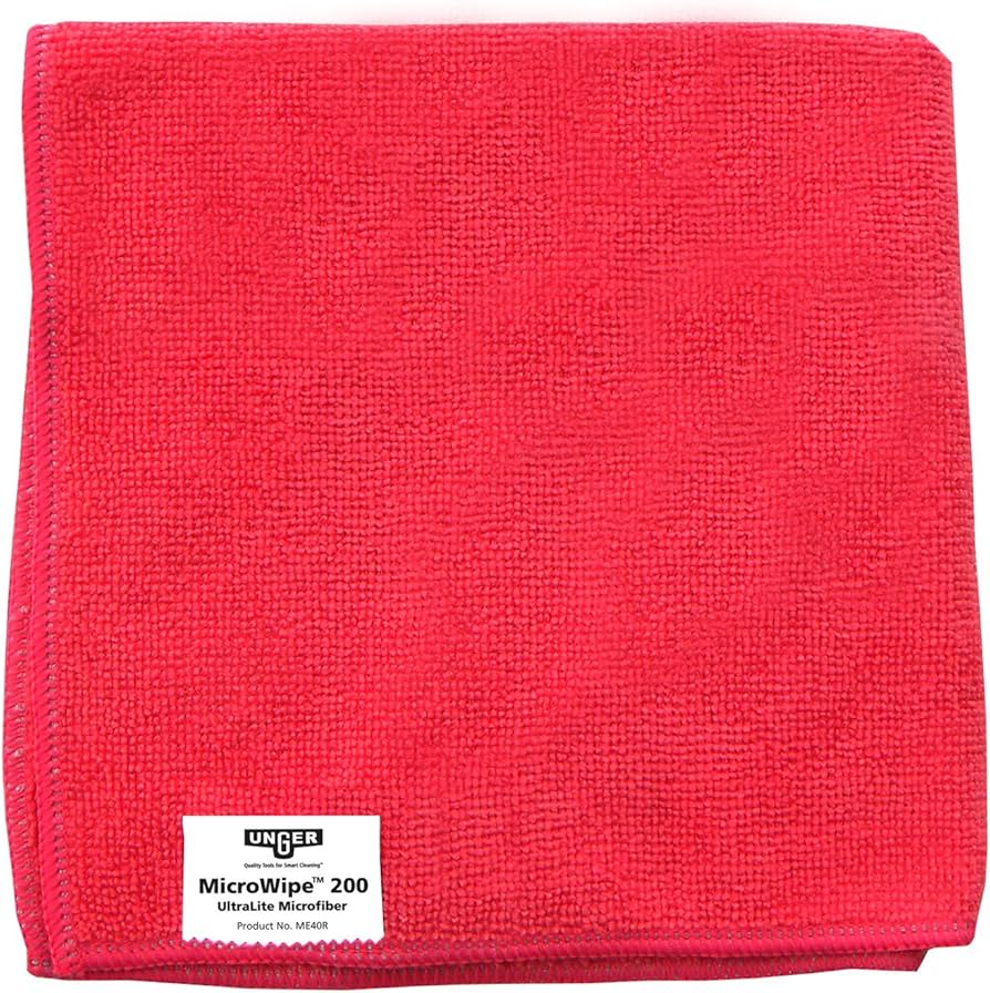 UNGER SmartColor MicroWipe Light Duty Microfiber Cleaning Cloth - 500 Red (MC40R)