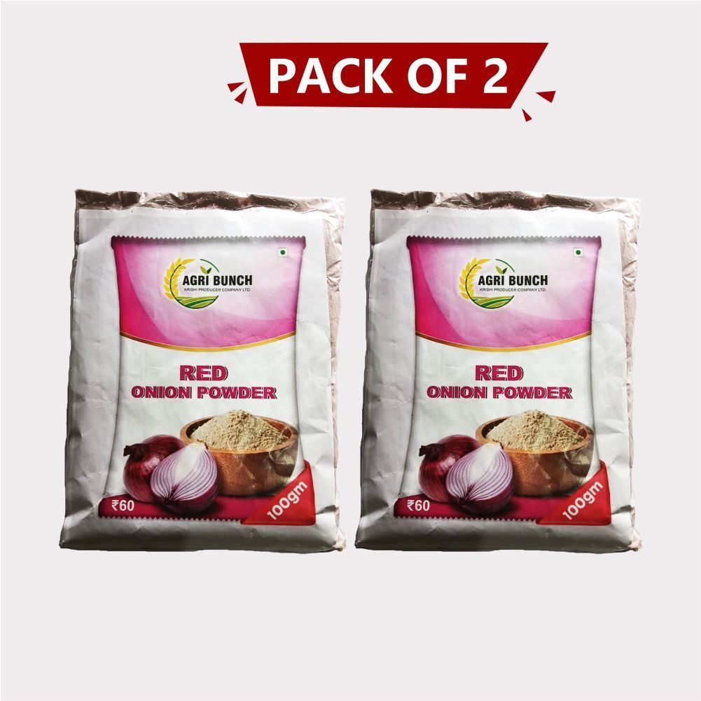 Red Onion Powder 200gm (2 x 100 gm) by Agri Bunch Krishi Producer – Pure, Natural & Made by Farmers. 