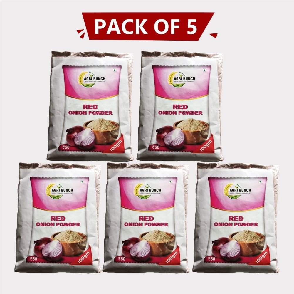 Red Onion Powder 500gm (5 x 100 gm) by Agri Bunch Krishi Producer – Pure, Natural & Made by Farmers. 