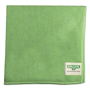 Unger MF400 SmartColor MicroWipe Heavy Duty Microfiber Cloth, 16" Length x 15" Width, Green